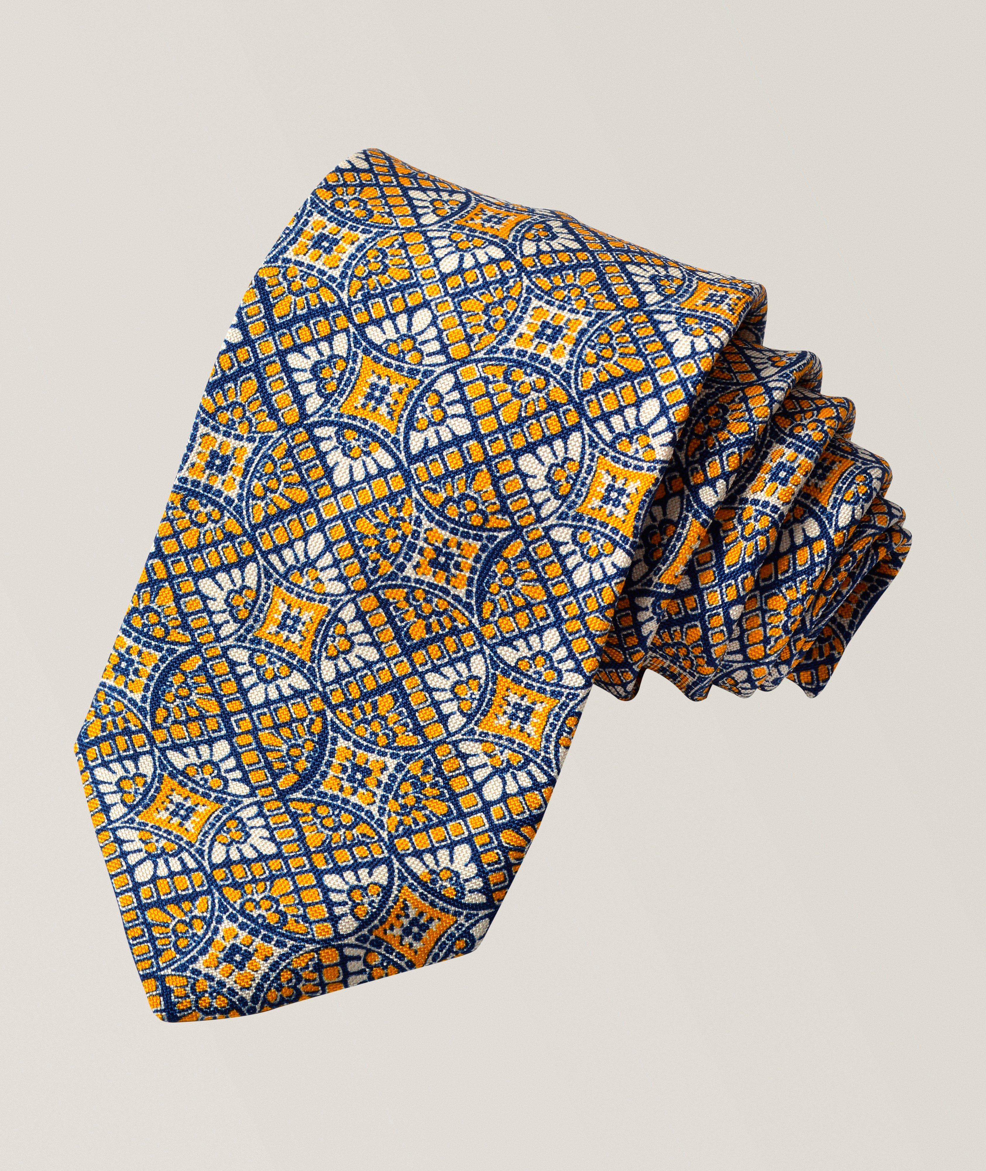 Dion Cravate en jacquard soie mandala carré cercle