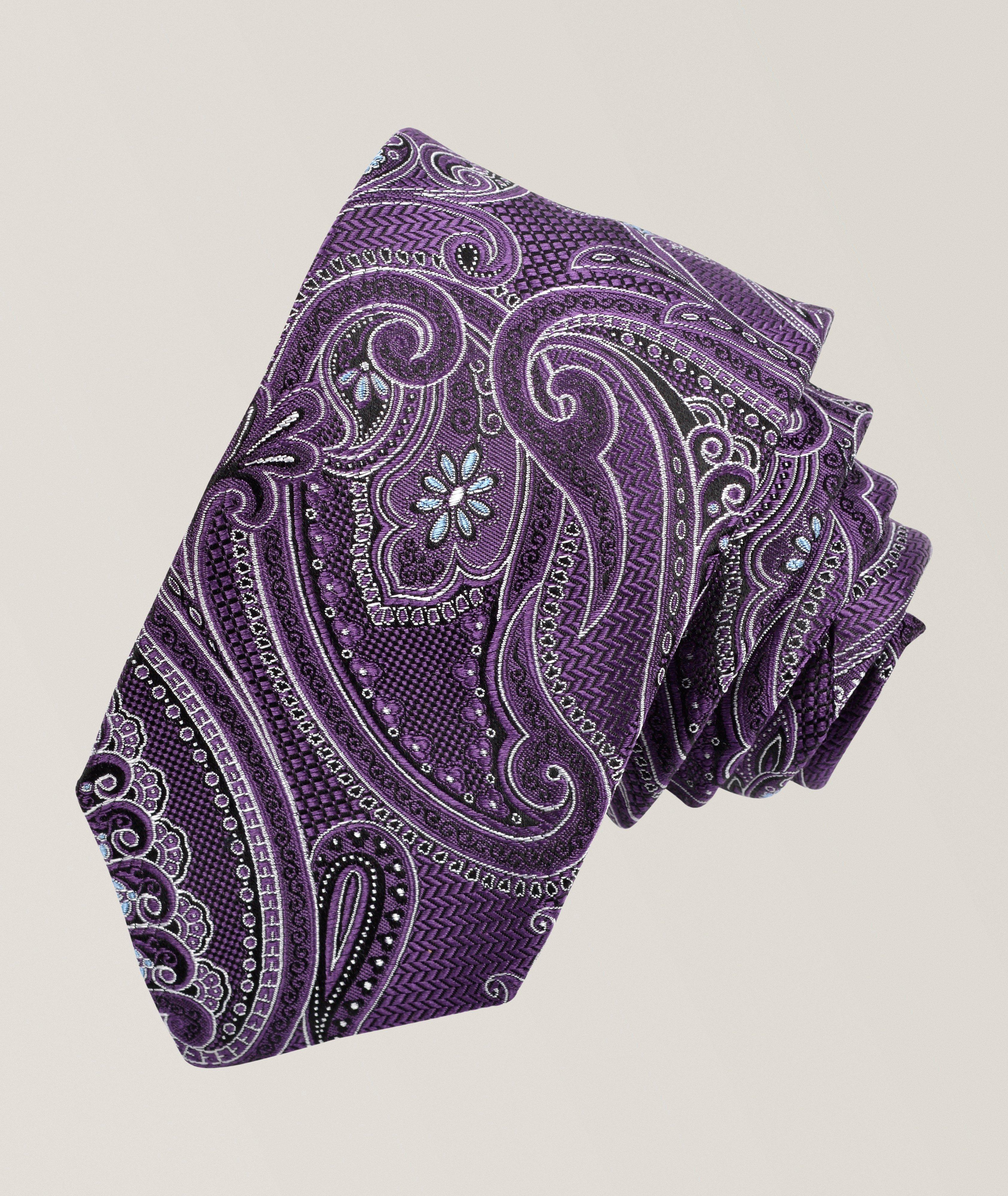 Dion Cravate en jacquard soie paisley chevrons