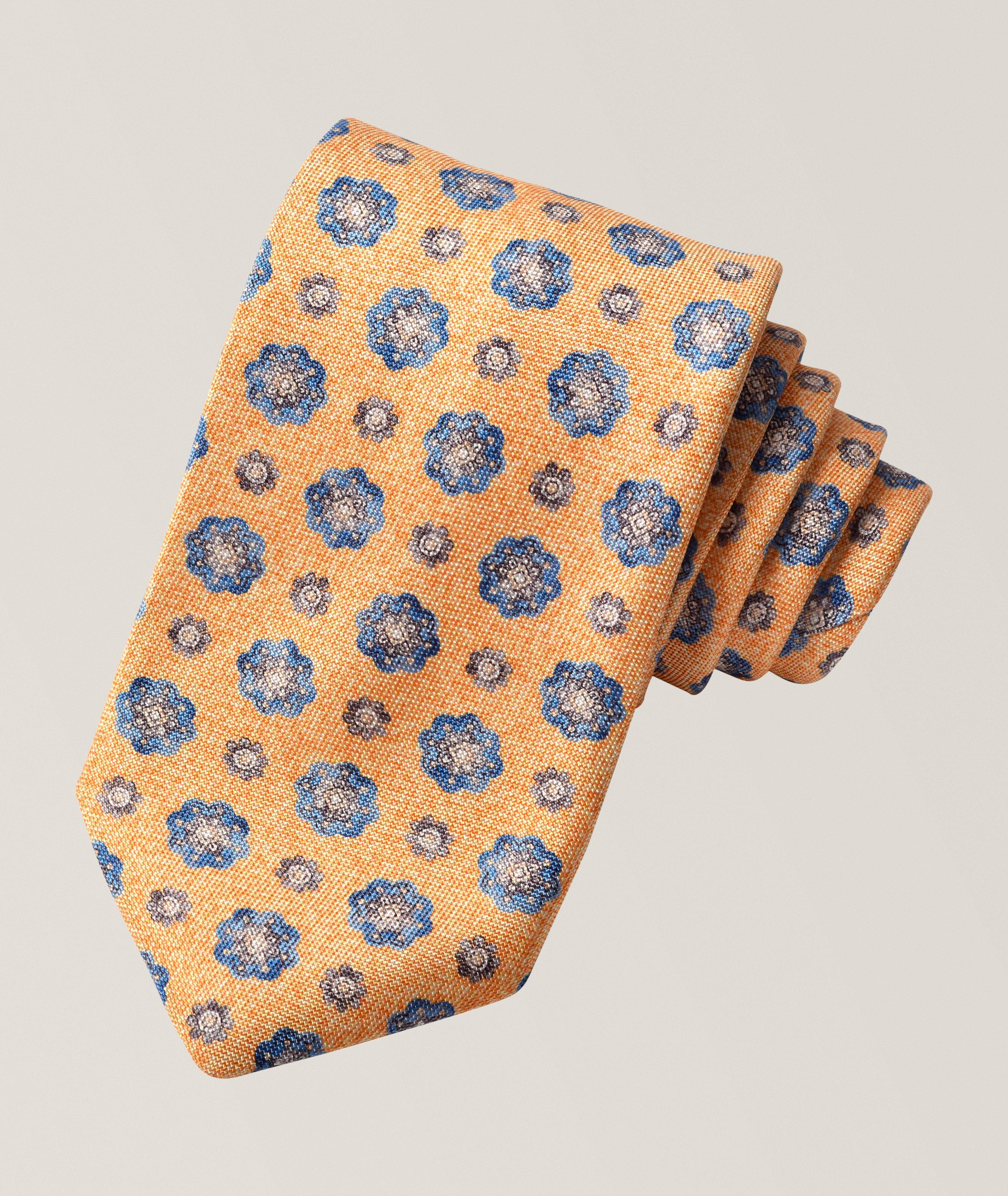 Dion Cravate en jacquard soie médaillon floral 