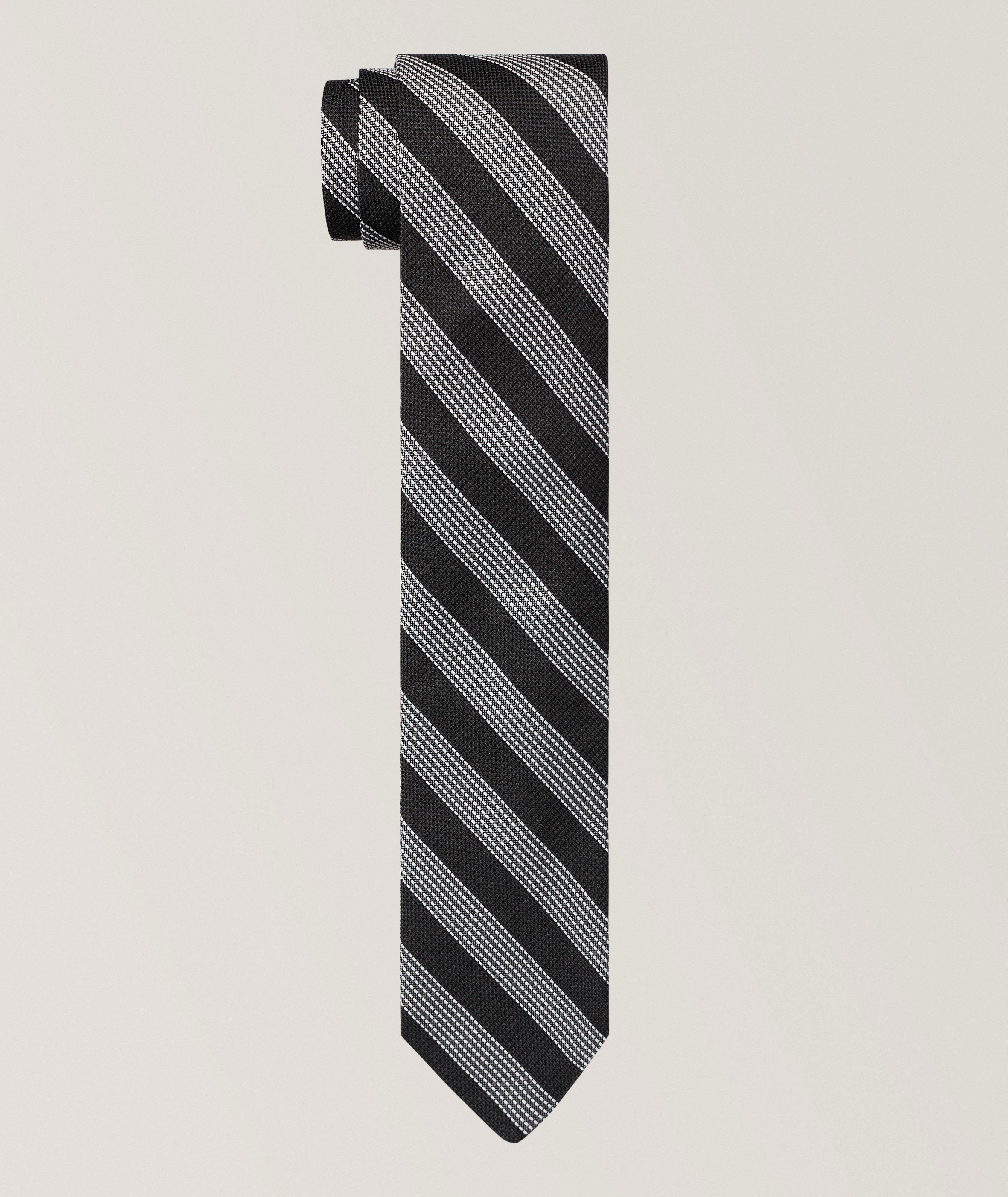 Dion Stitched Stripe Silk Tie 