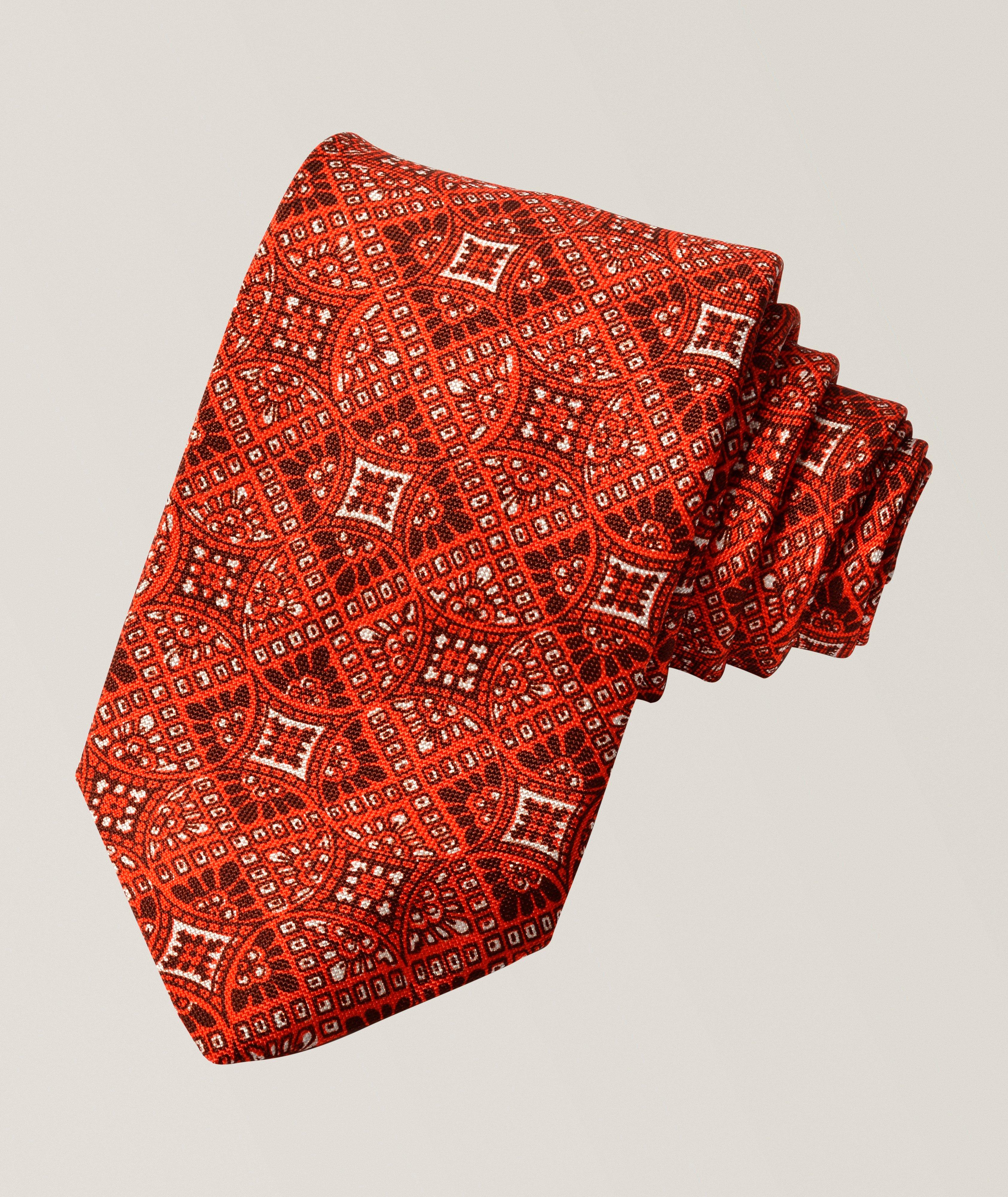 Dion Cravate en jacquard soie mandala carré cercle