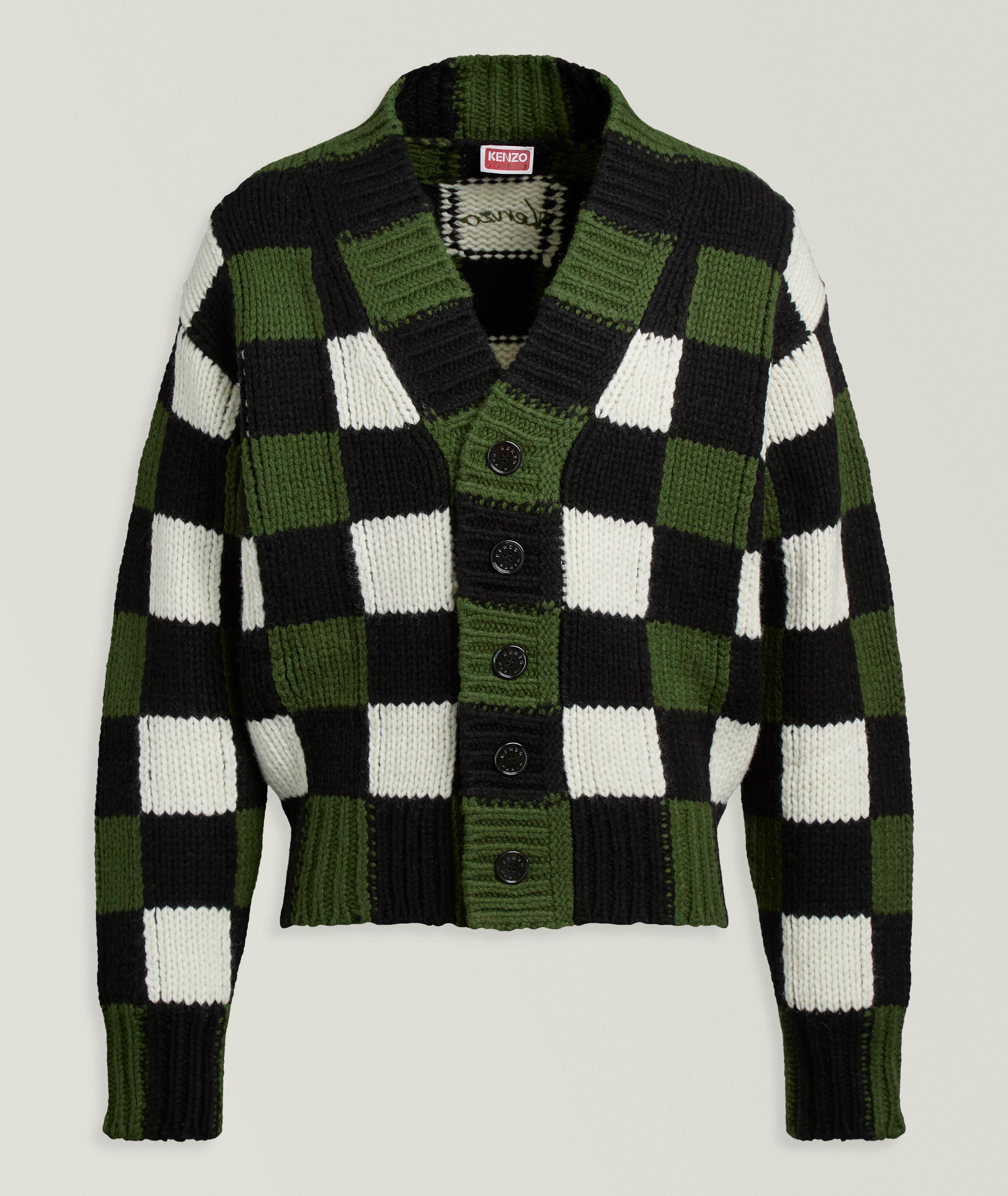 Kenzo KENZO Checks Knit Wool Cardigan 