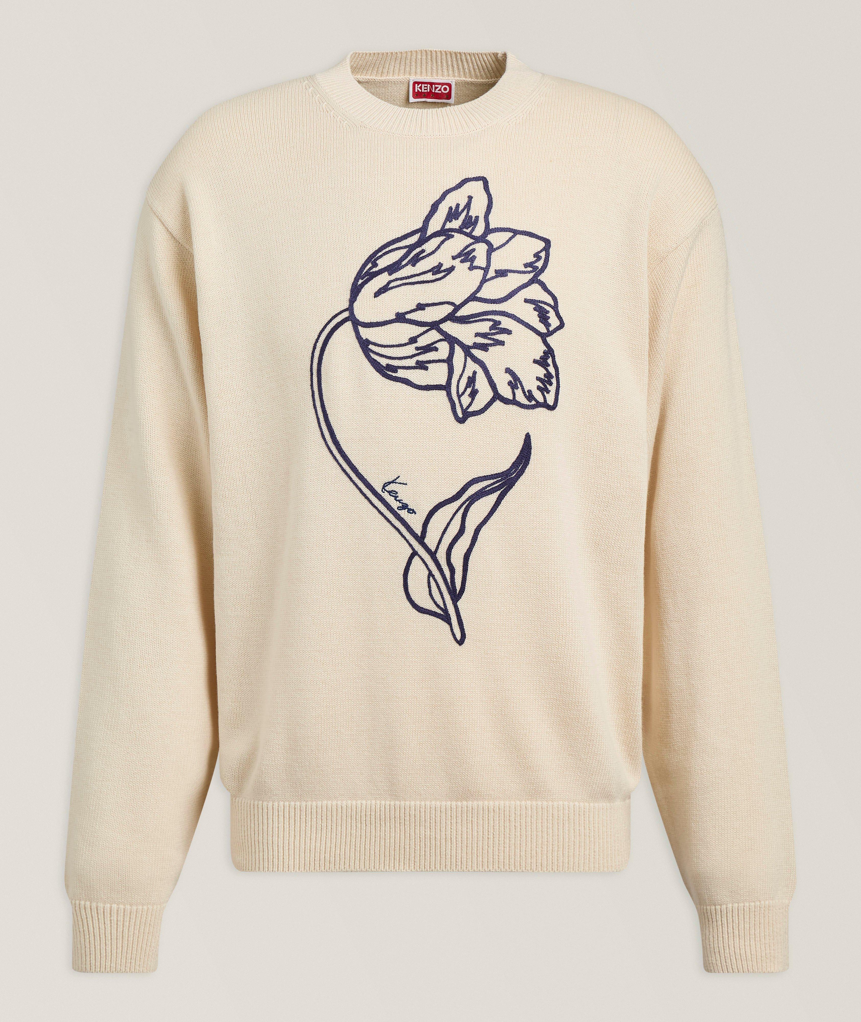 Kenzo Embroidered Tulip Wool-Blend Sweater