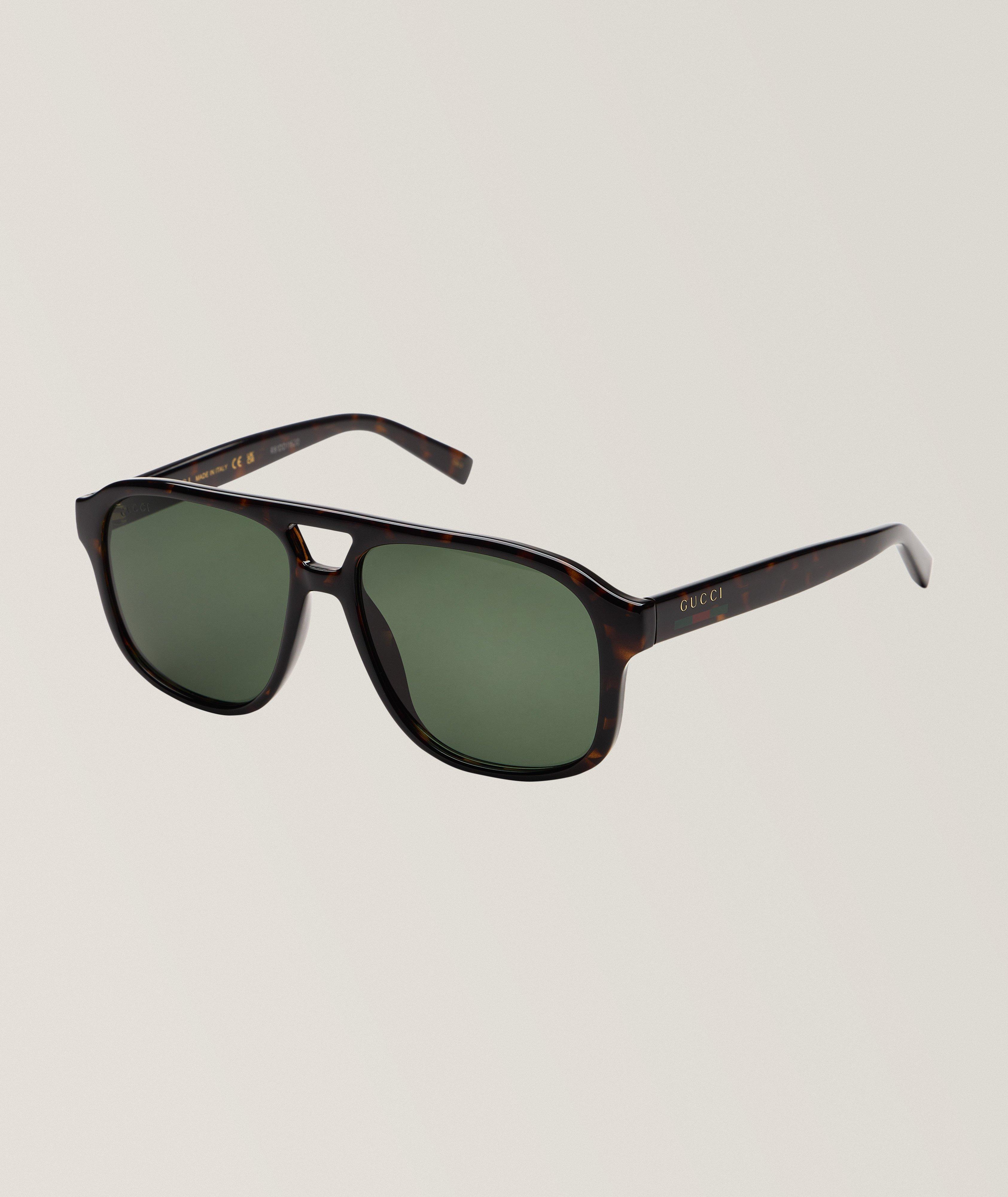 Gucci Lunettes de soleil rectangle rayées & havane