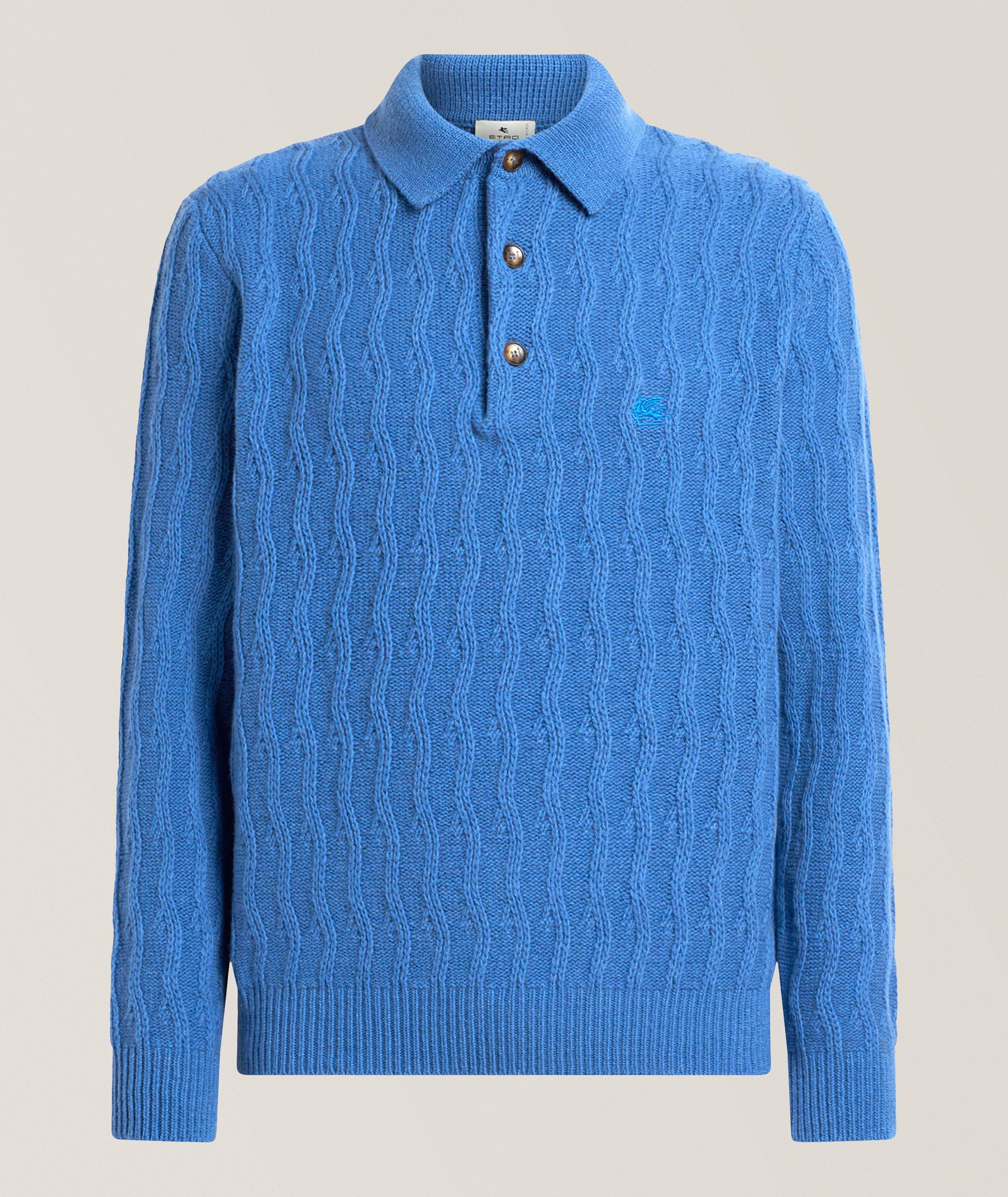 Etro Cable Knit Cashmere Polo Sweater 