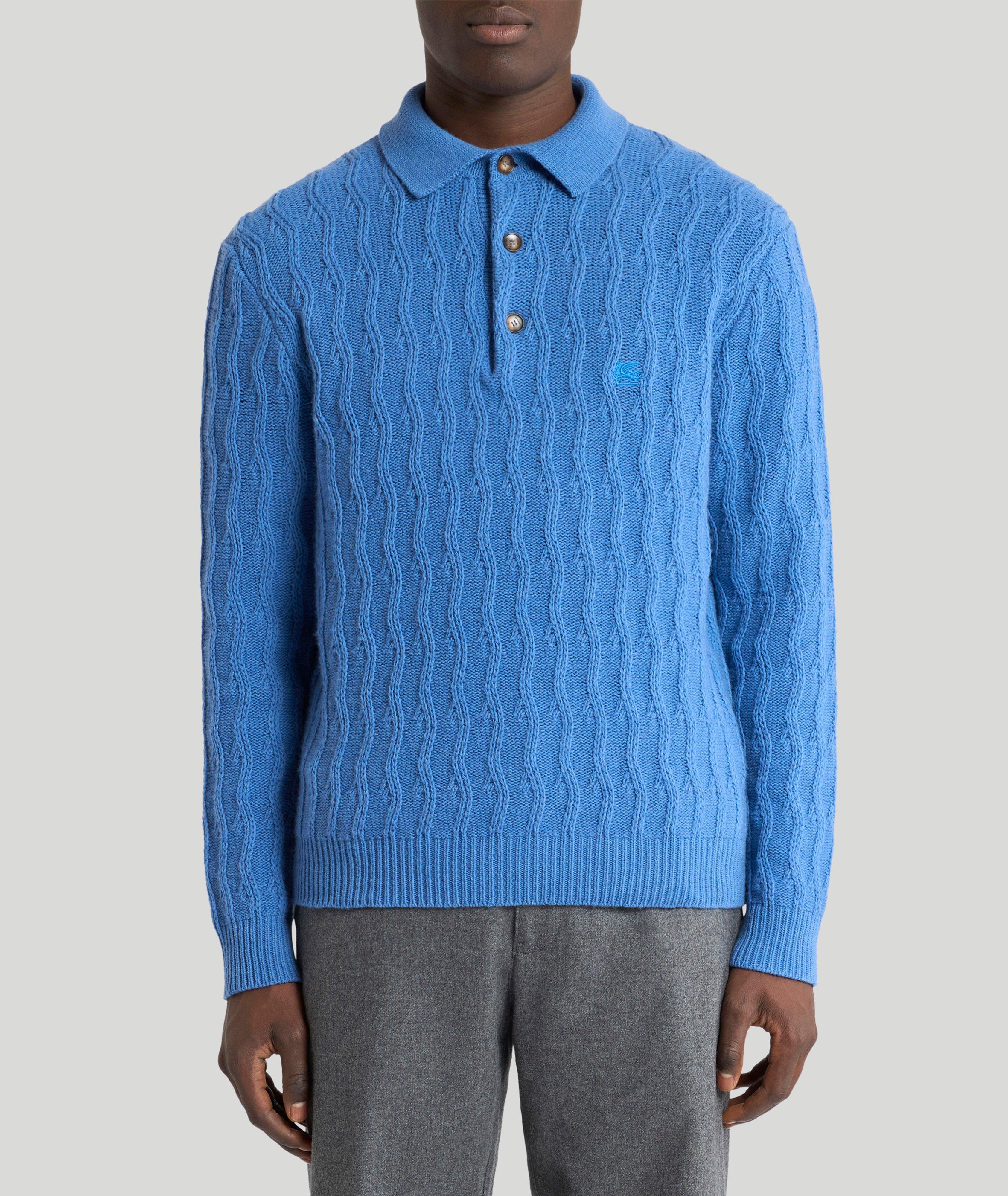 Cable Knit Cashmere Polo Sweater  image 2