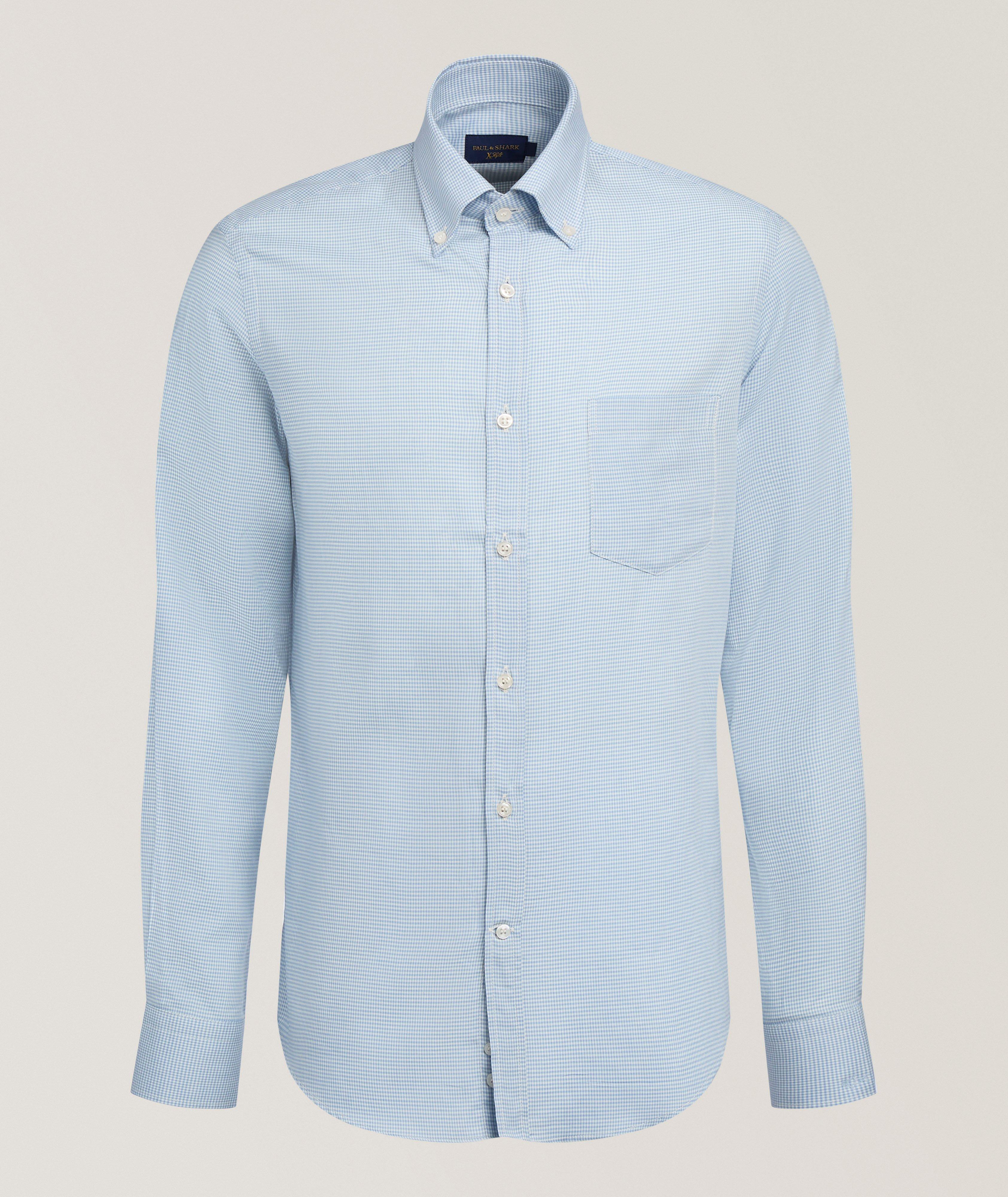 Paul & Shark Chemise poches coton-lyocell pied-de-poule mini