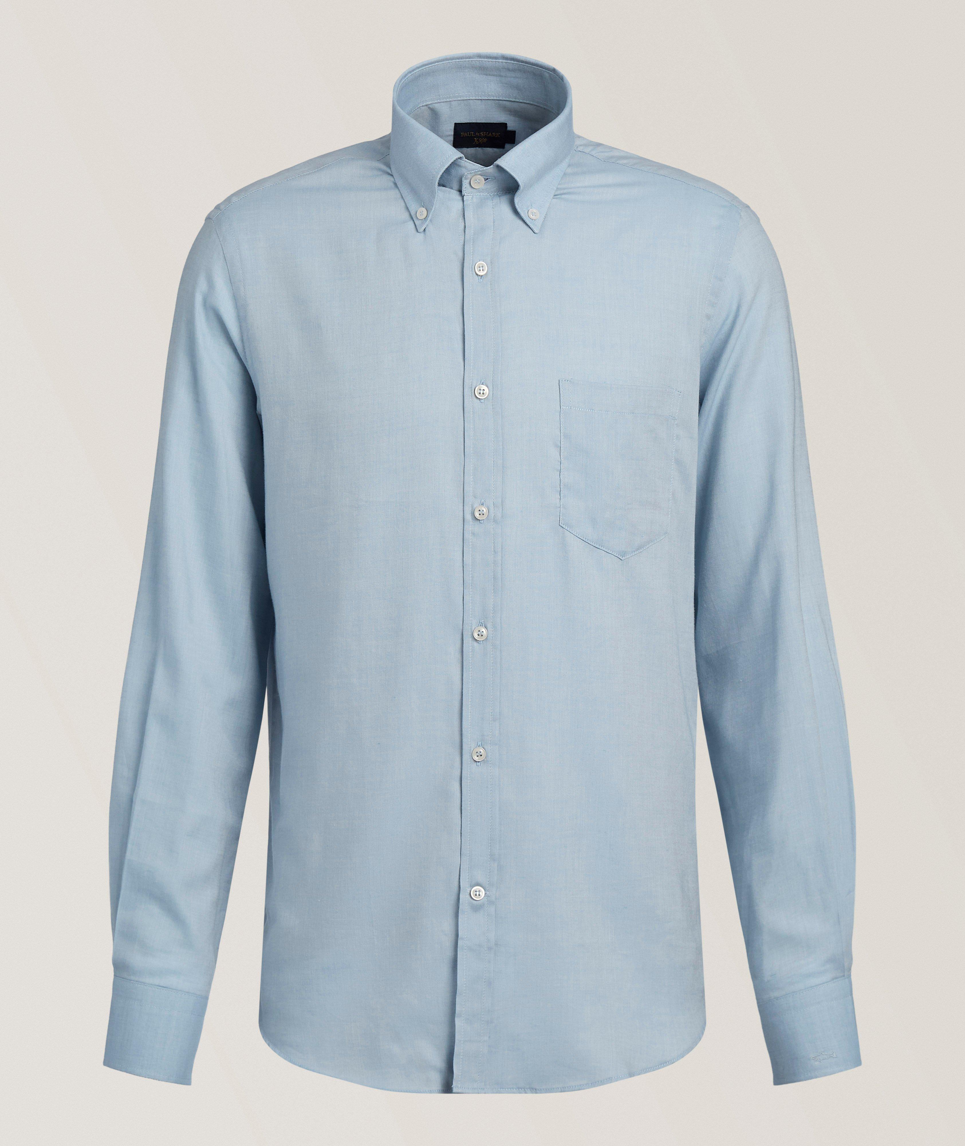 Paul & Shark Brushed Cotton-Lyocell Pocket Shirt