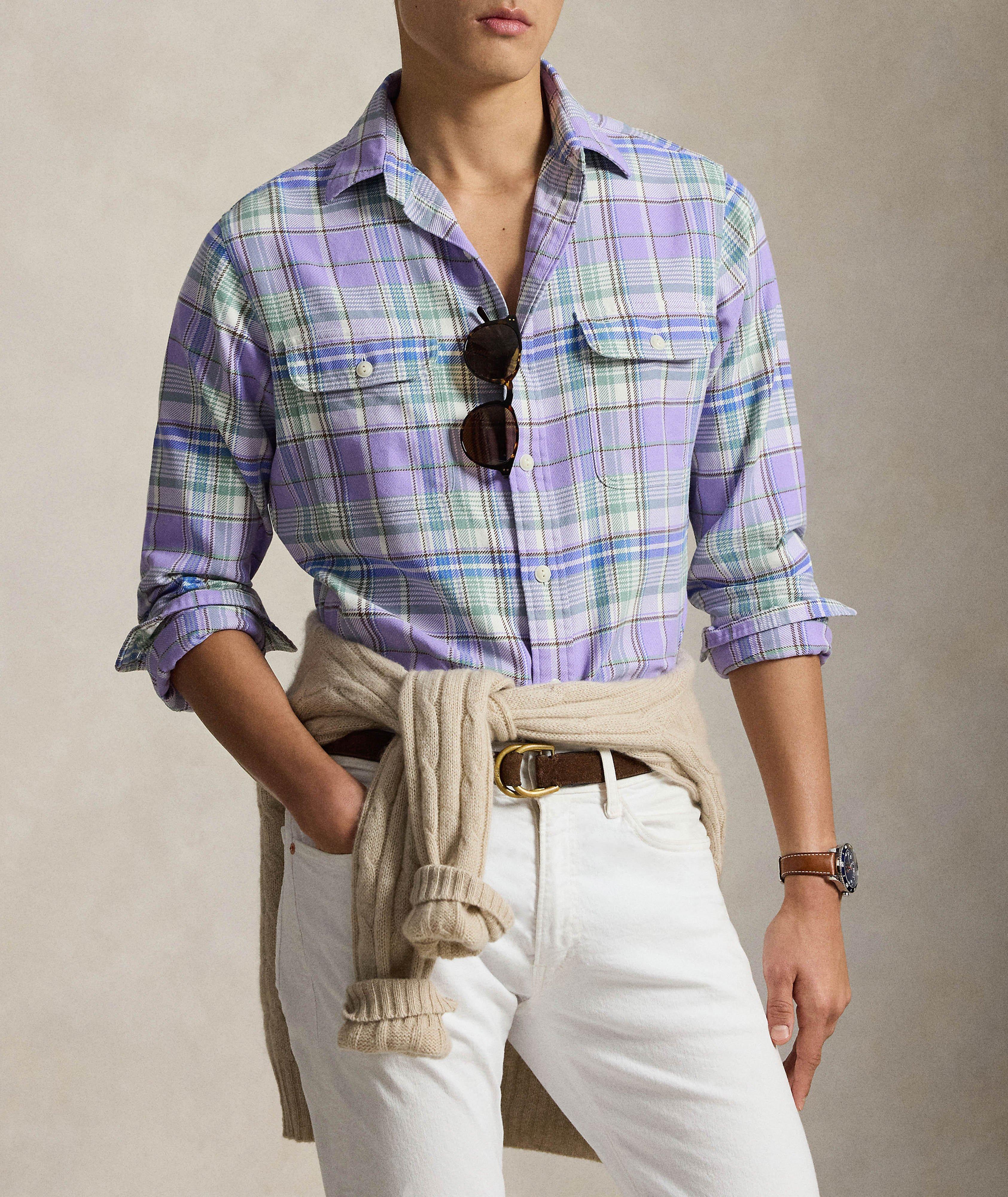 Classic-Fit Plaid Flannel Shirt image 1