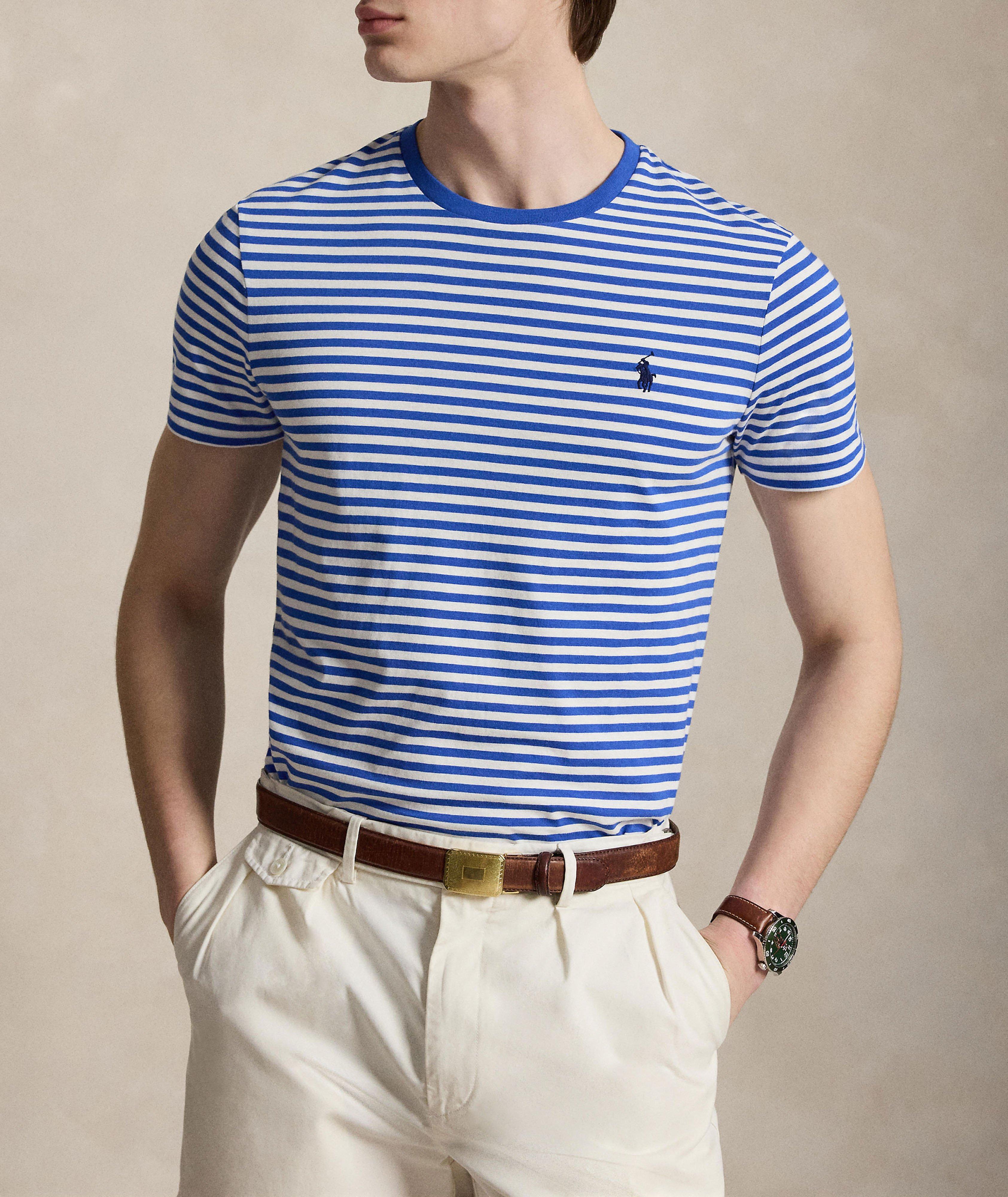 T-shirt encolure ronde jersey rayé coupe-standard image 1