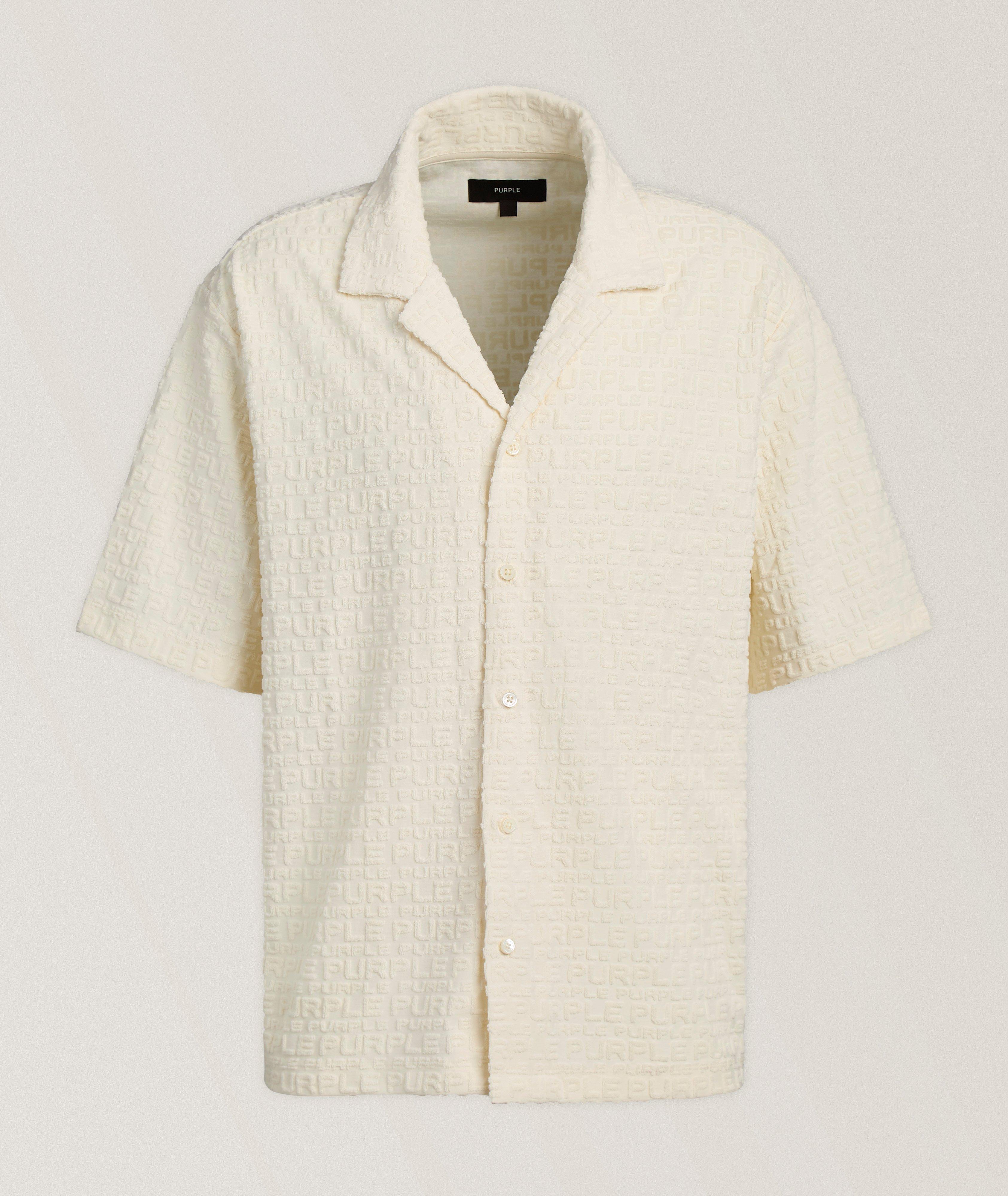 Purple Brand Jacquard Terry Wordmark Camp Shirt 