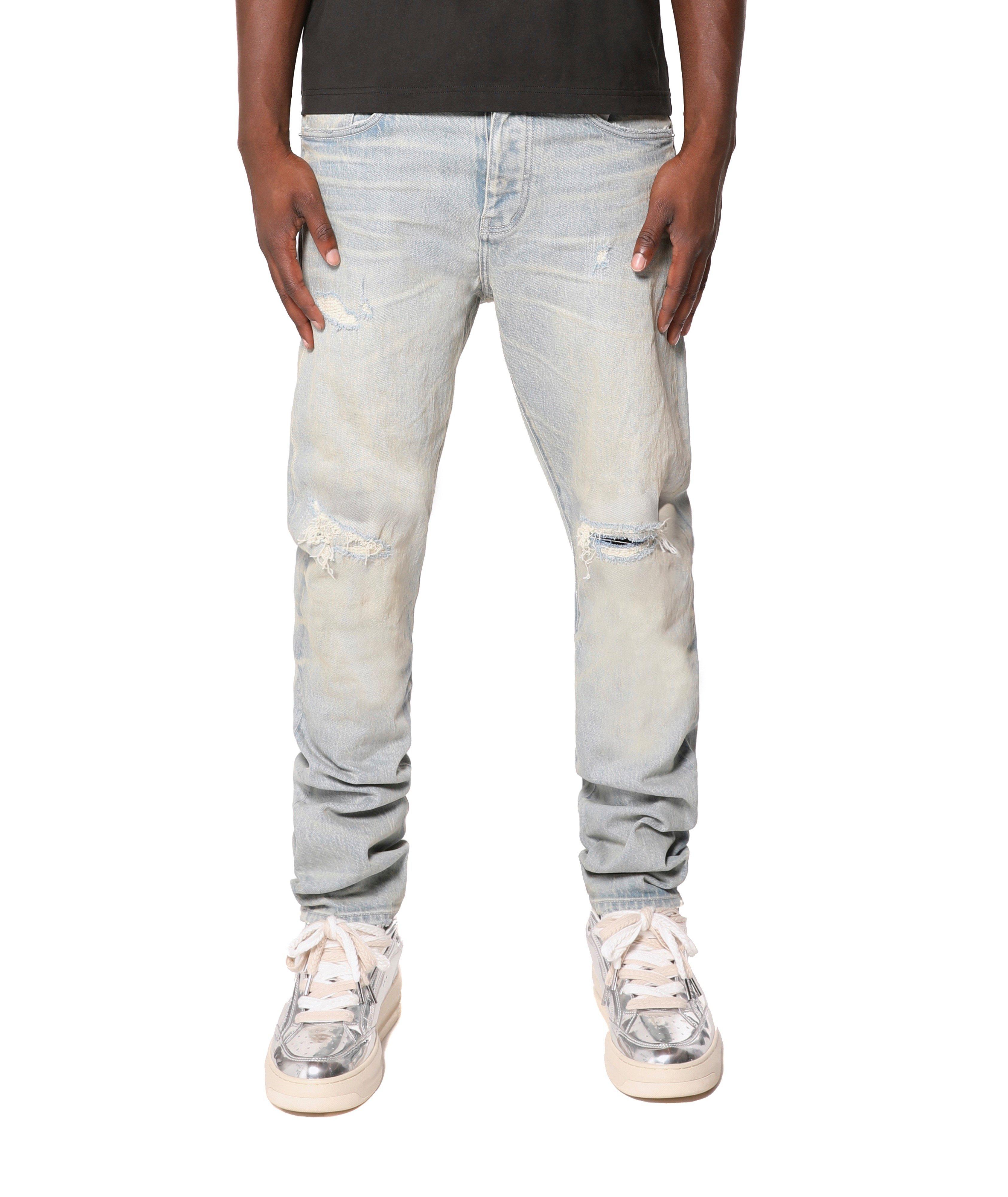 P005 Distressed Slim-Straight Jeans  image 1