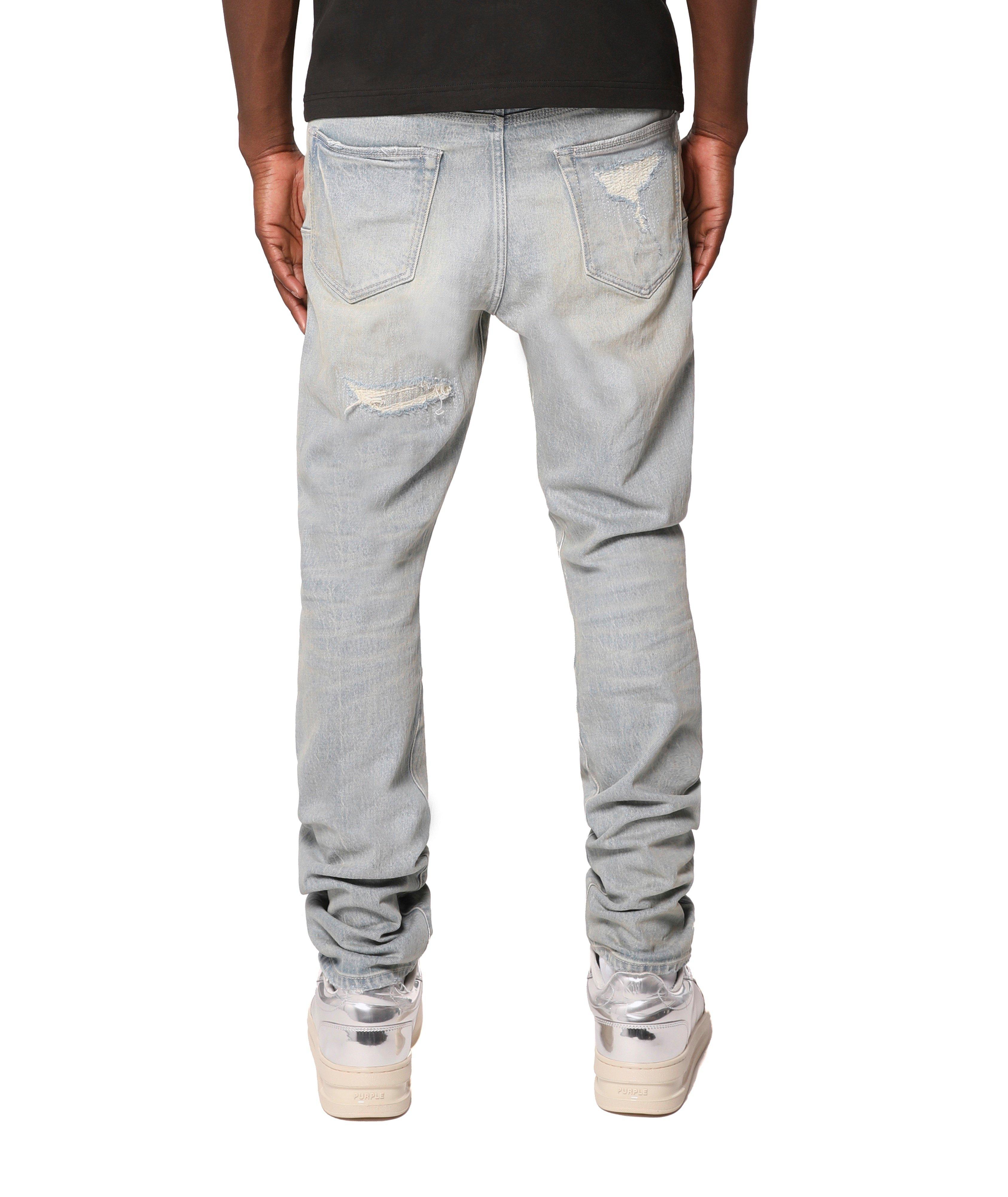 P005 Distressed Slim-Straight Jeans  image 2