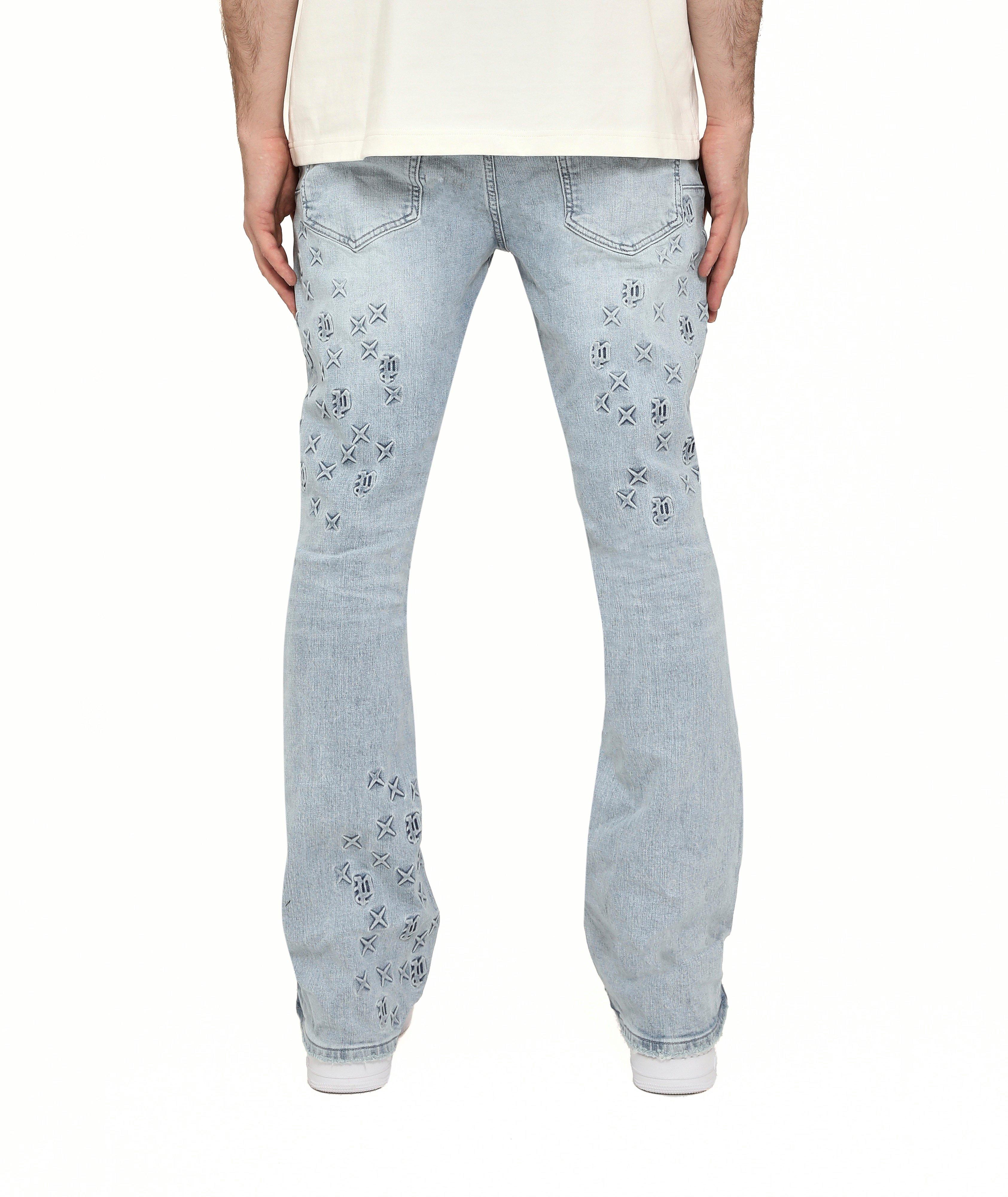 P004 Embossed Monogram Flare Jeans image 2