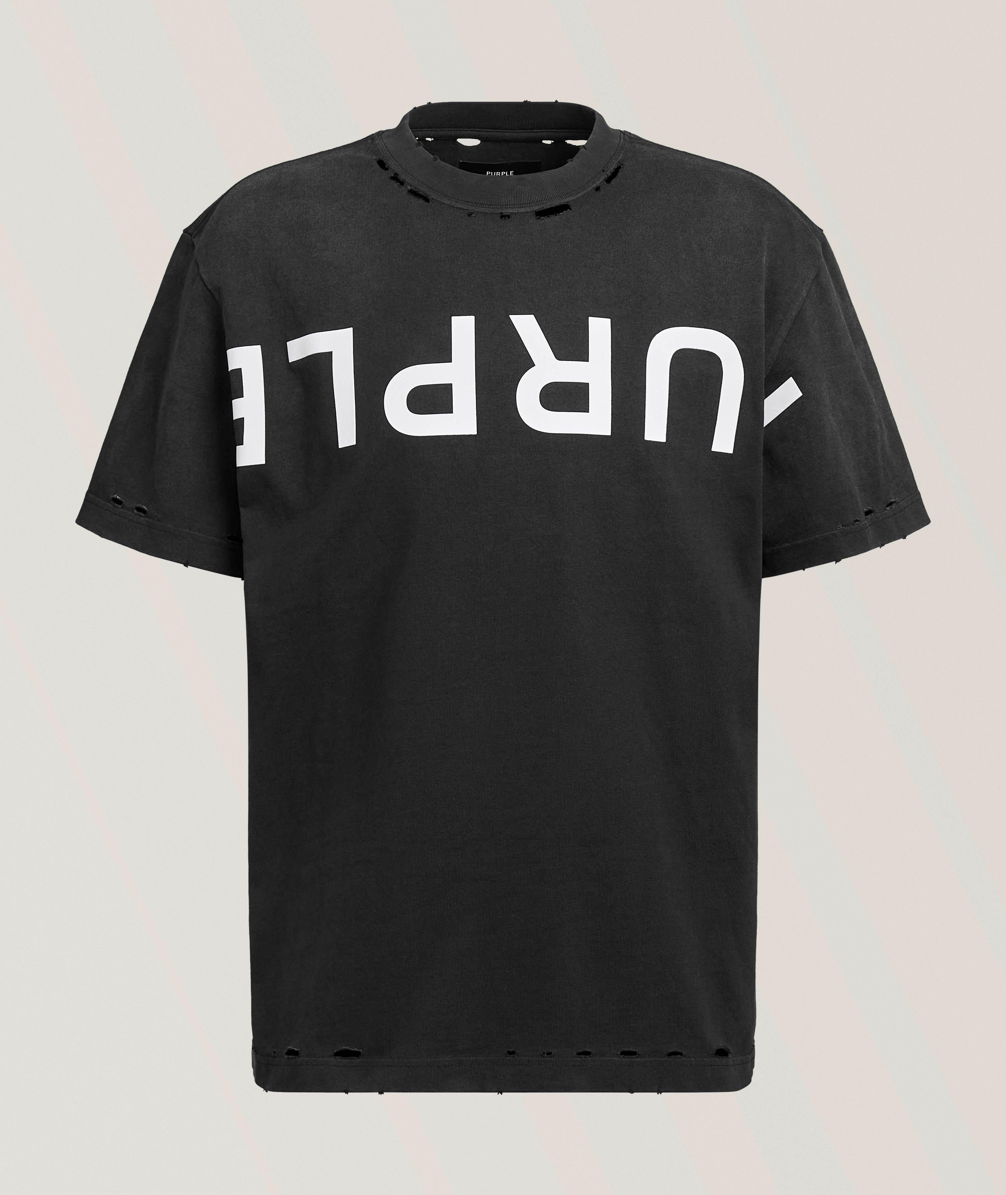 Purple Brand Embellished Ascending Wordmark Cotton T-Shirt | T