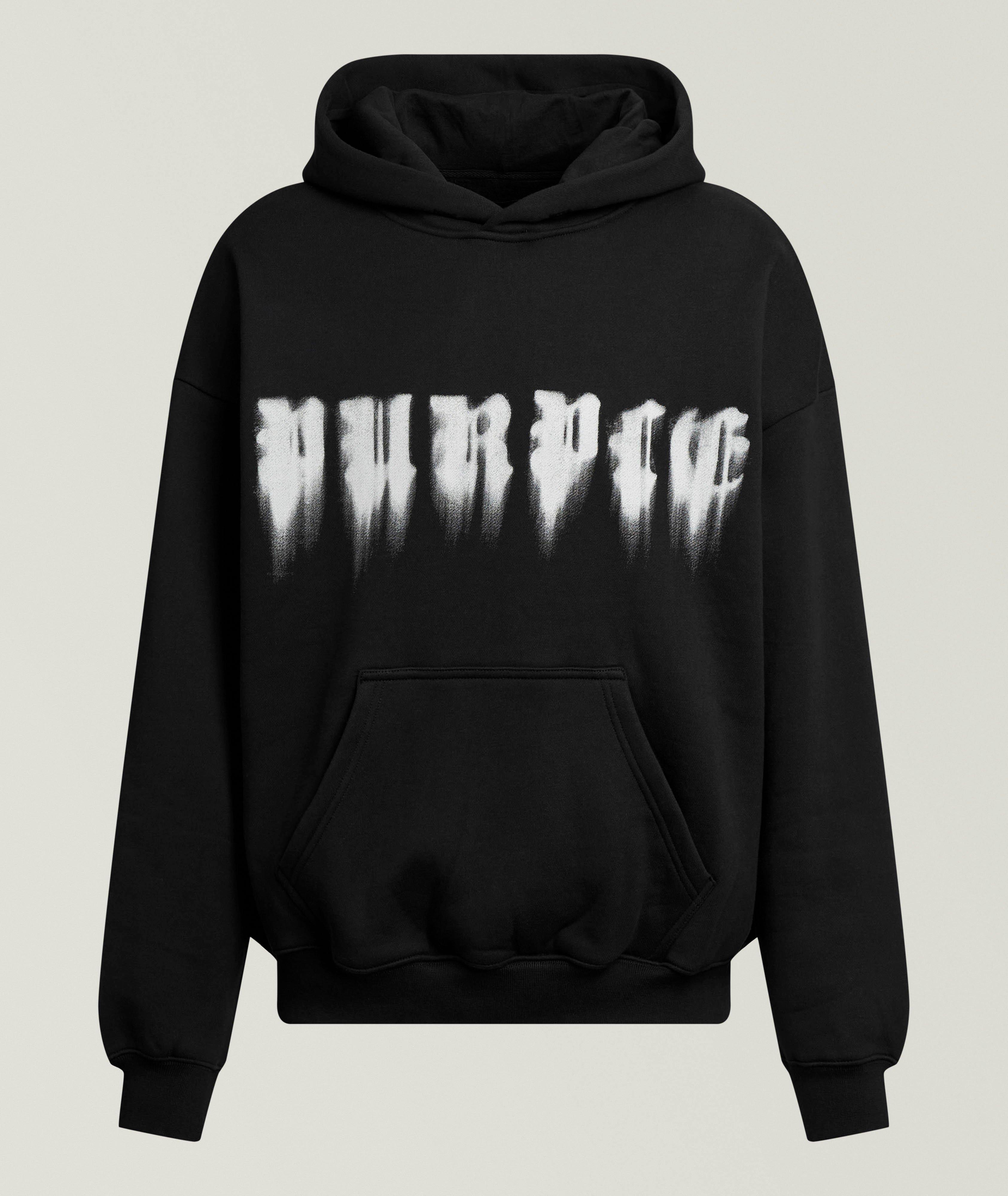Purple Brand Smudged Gothic Logo Hooded Sweatshirt