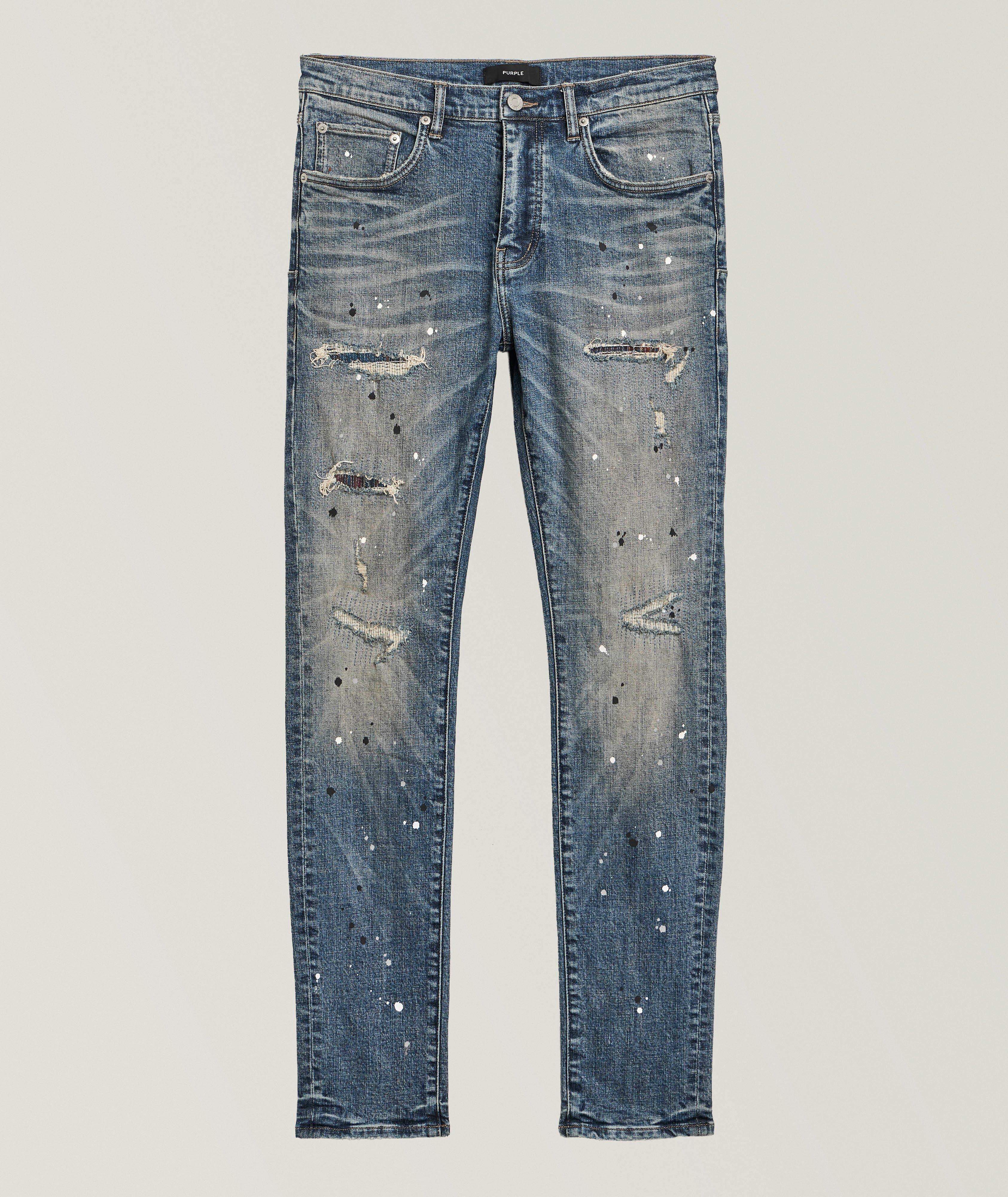 Purple Brand P001 Plaid Paint Repair Skinny Jeans
