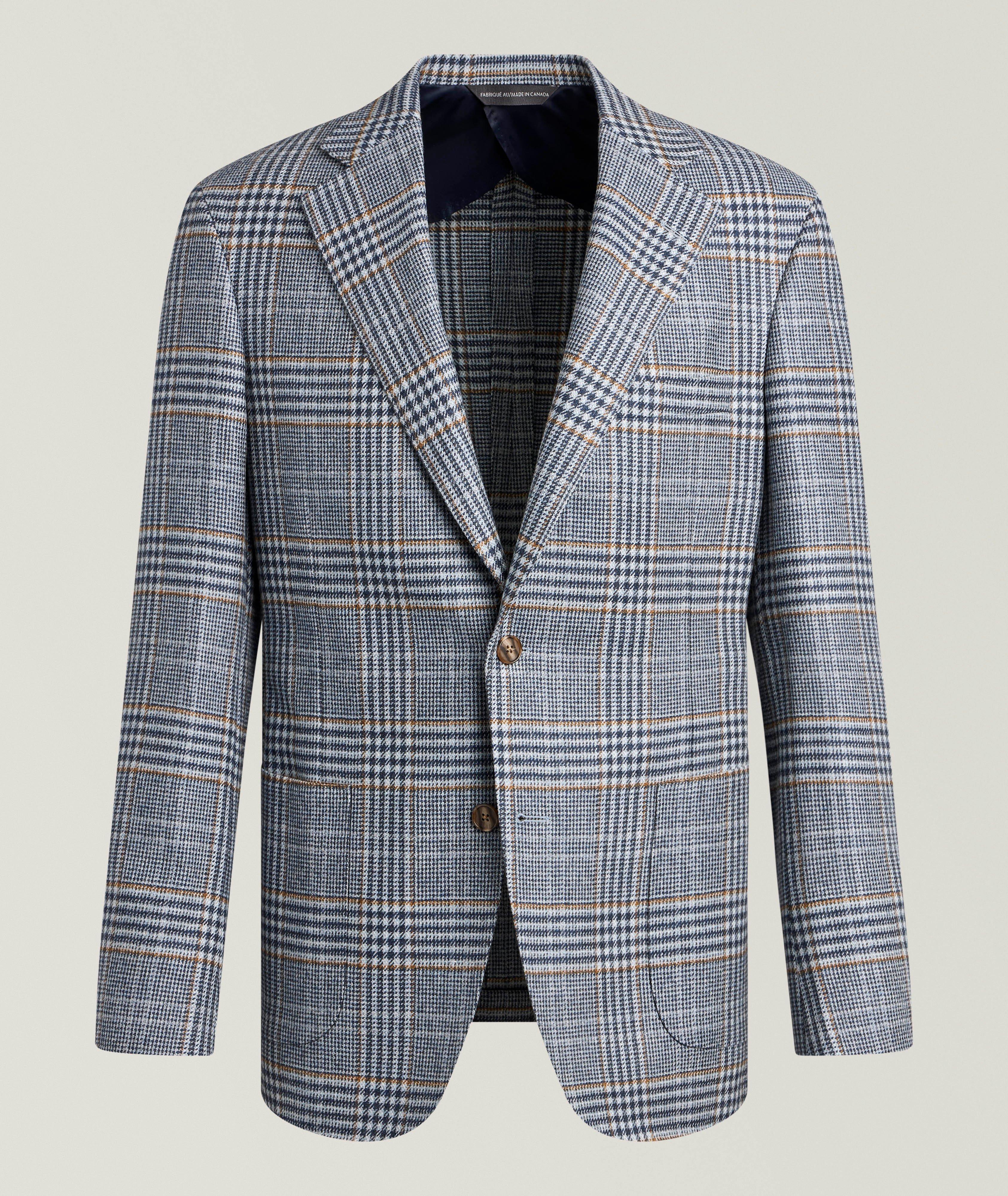 Samuelsohn Supercanvas Checked Wool-Cashmere Sport Jacket