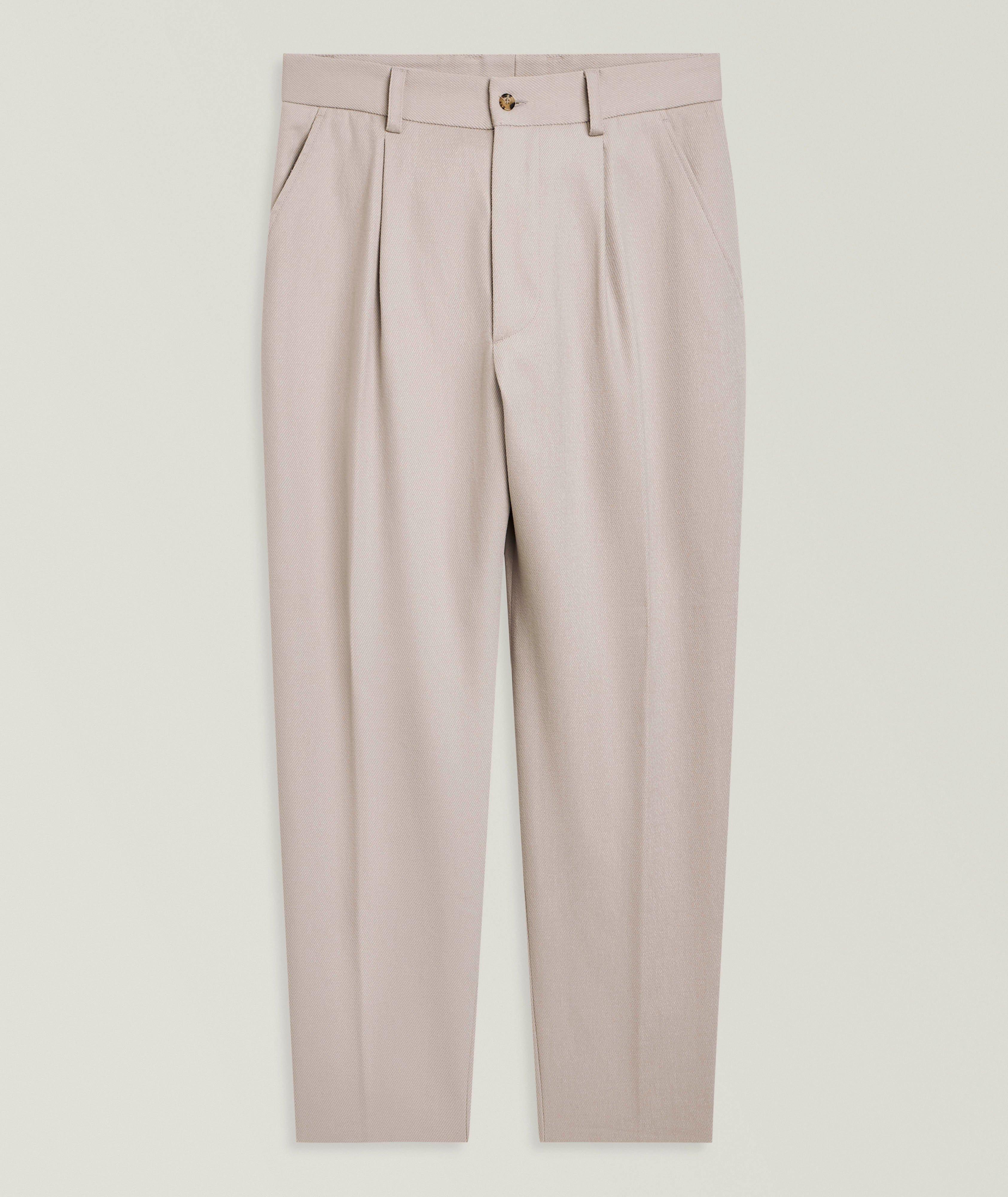 Eleventy Pleated Cotton-Wool Twill Pants 