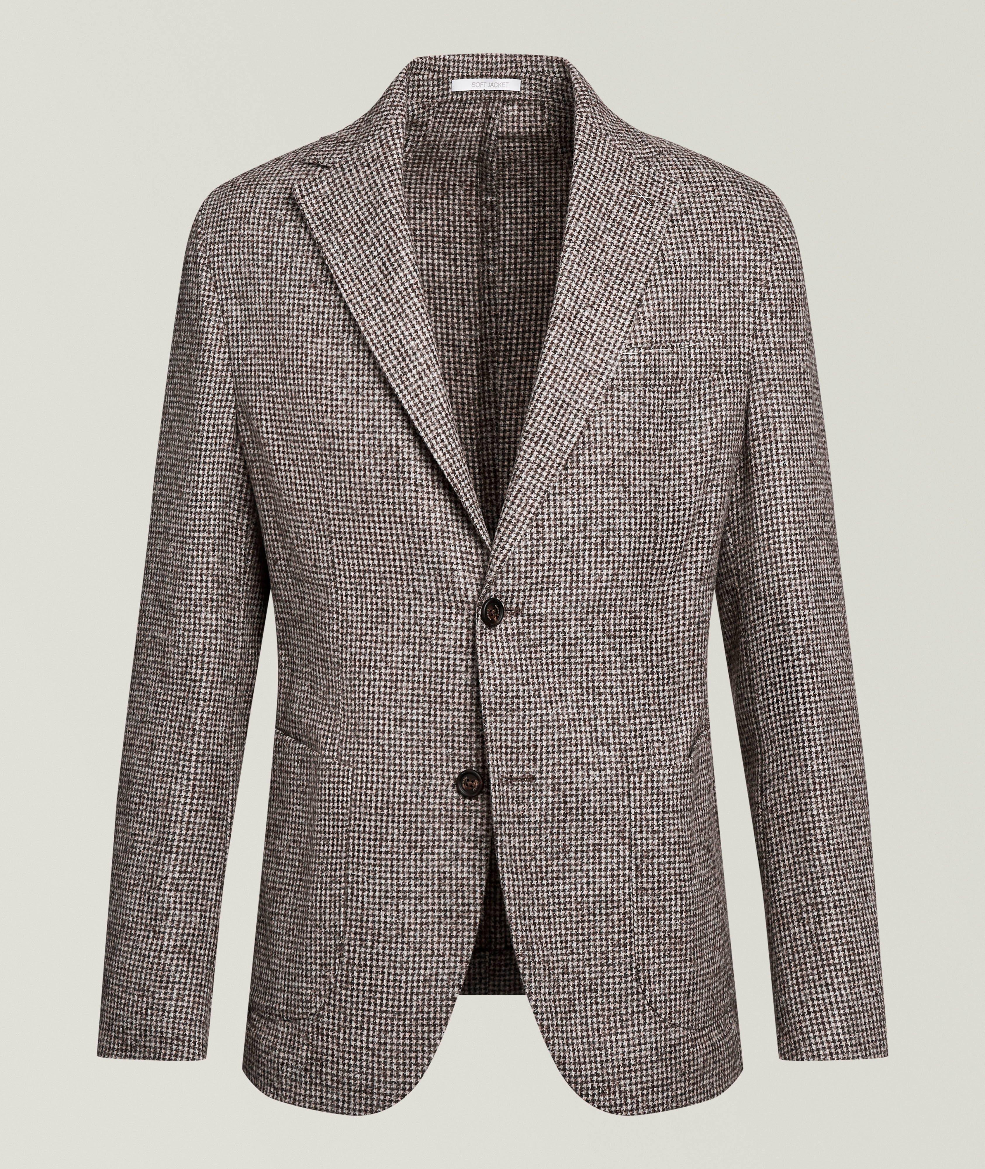Eleventy Soft Houndstooth Alpaca-Wool Sport Jacket 