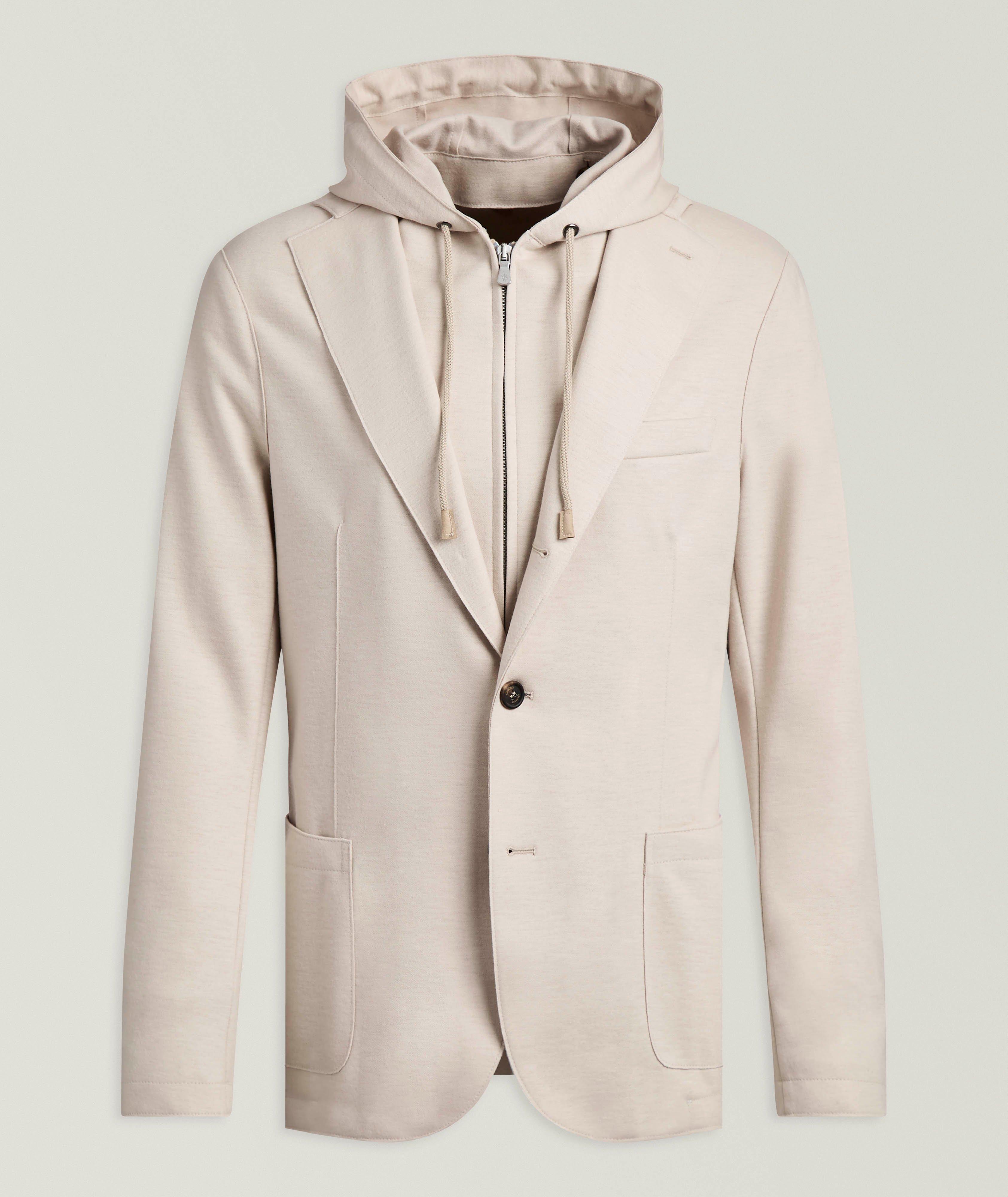 Eleventy Hooded Bib Stretch-Wool Sport Jacket