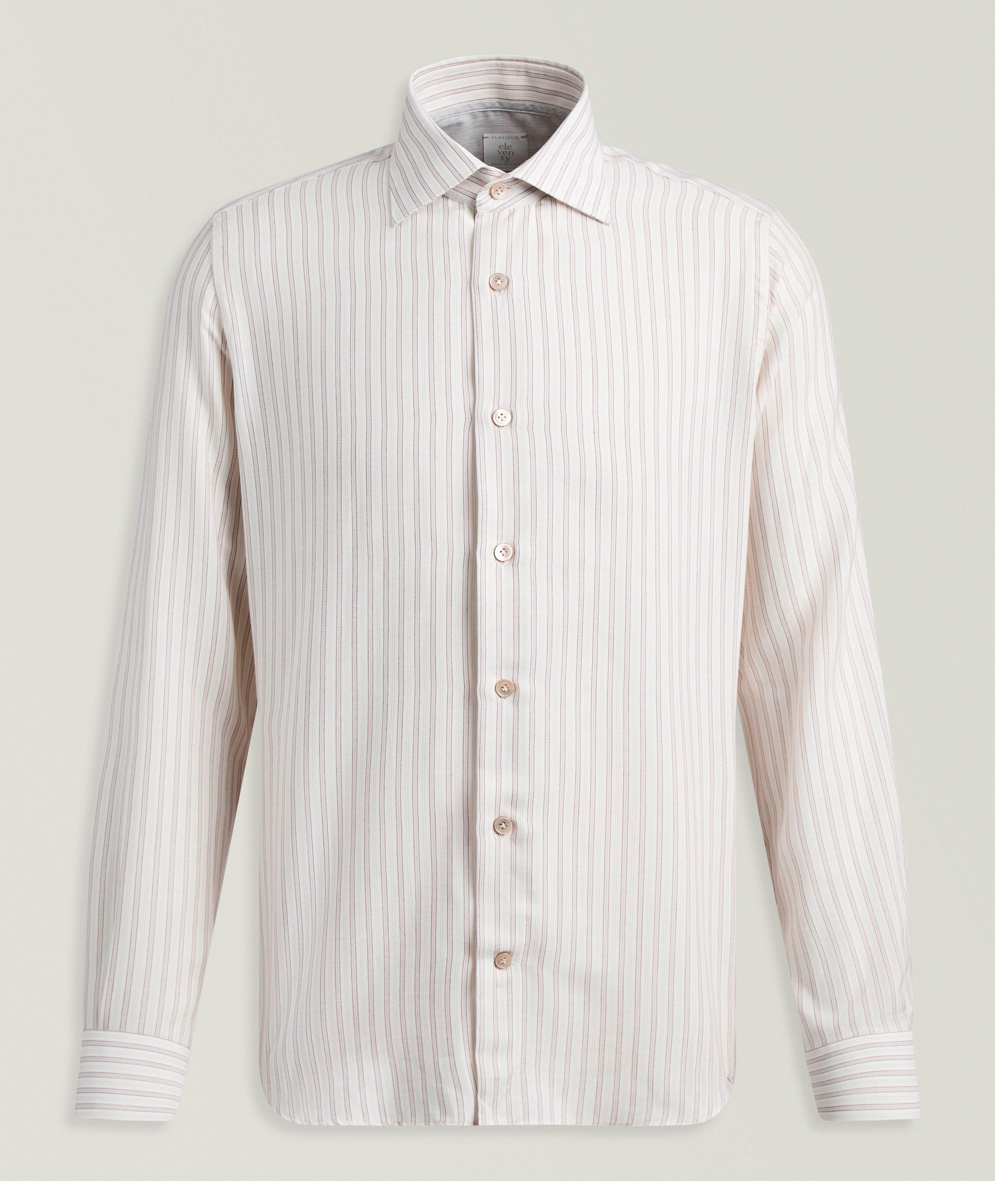 Eleventy Chemise coton-lyocell rayée