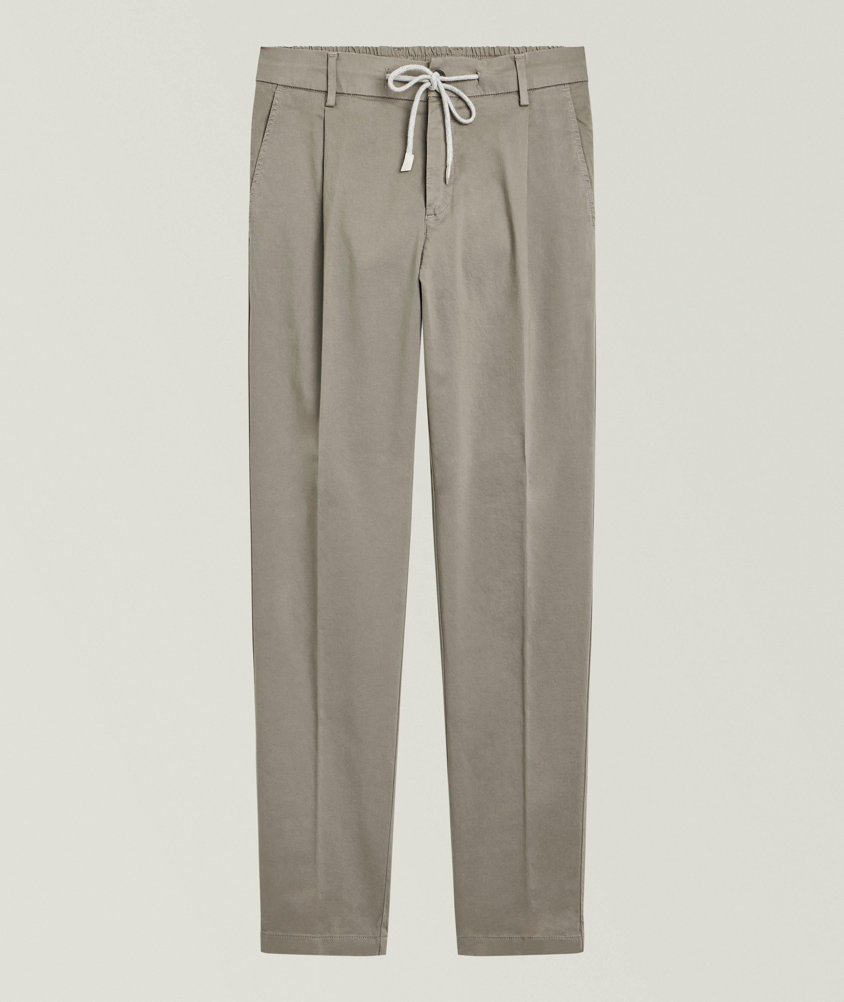 Eleventy Cotton-Stretch Pleated Joggers