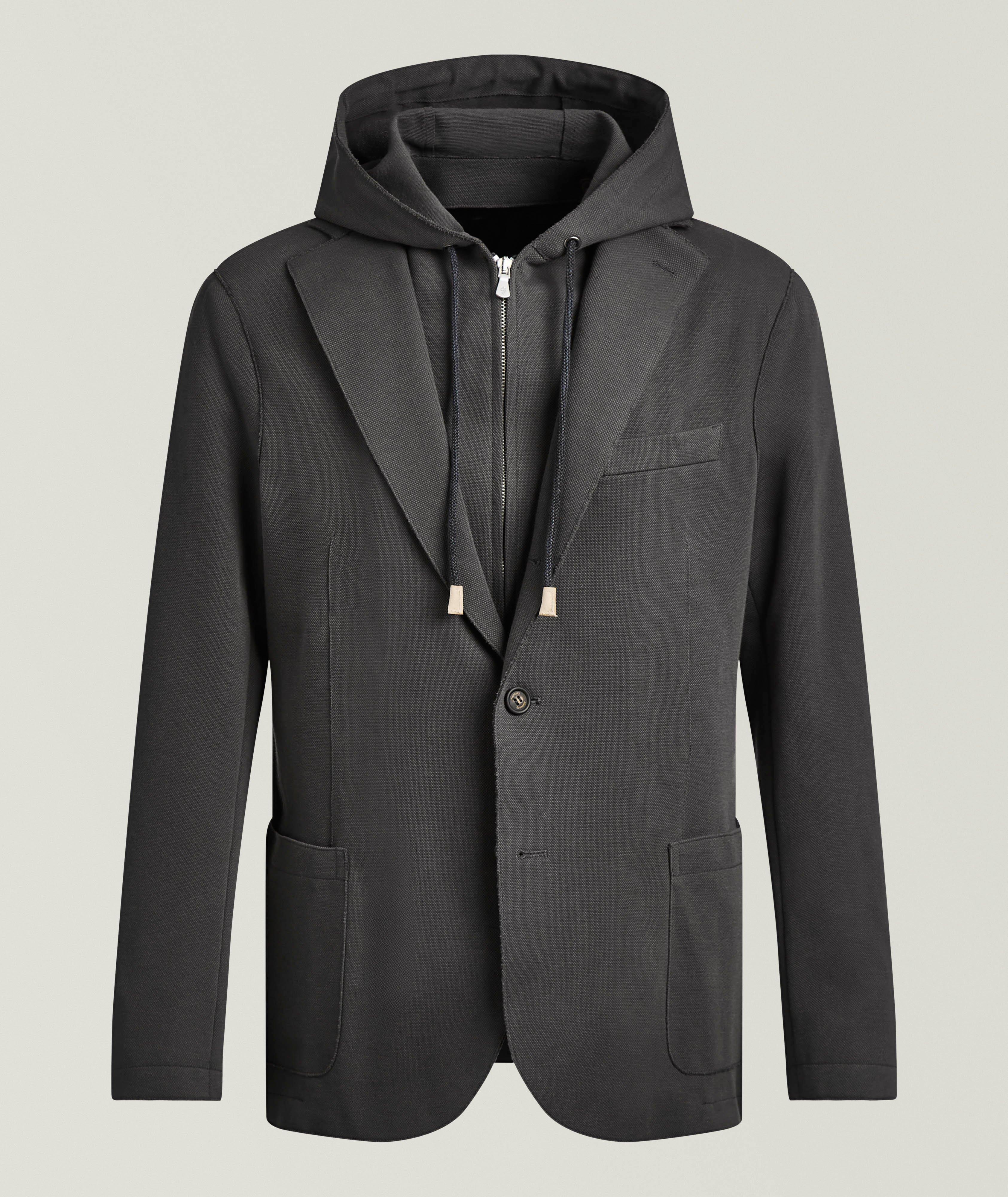 Eleventy Hooded Bib Cotton-Blend Sport Jacket