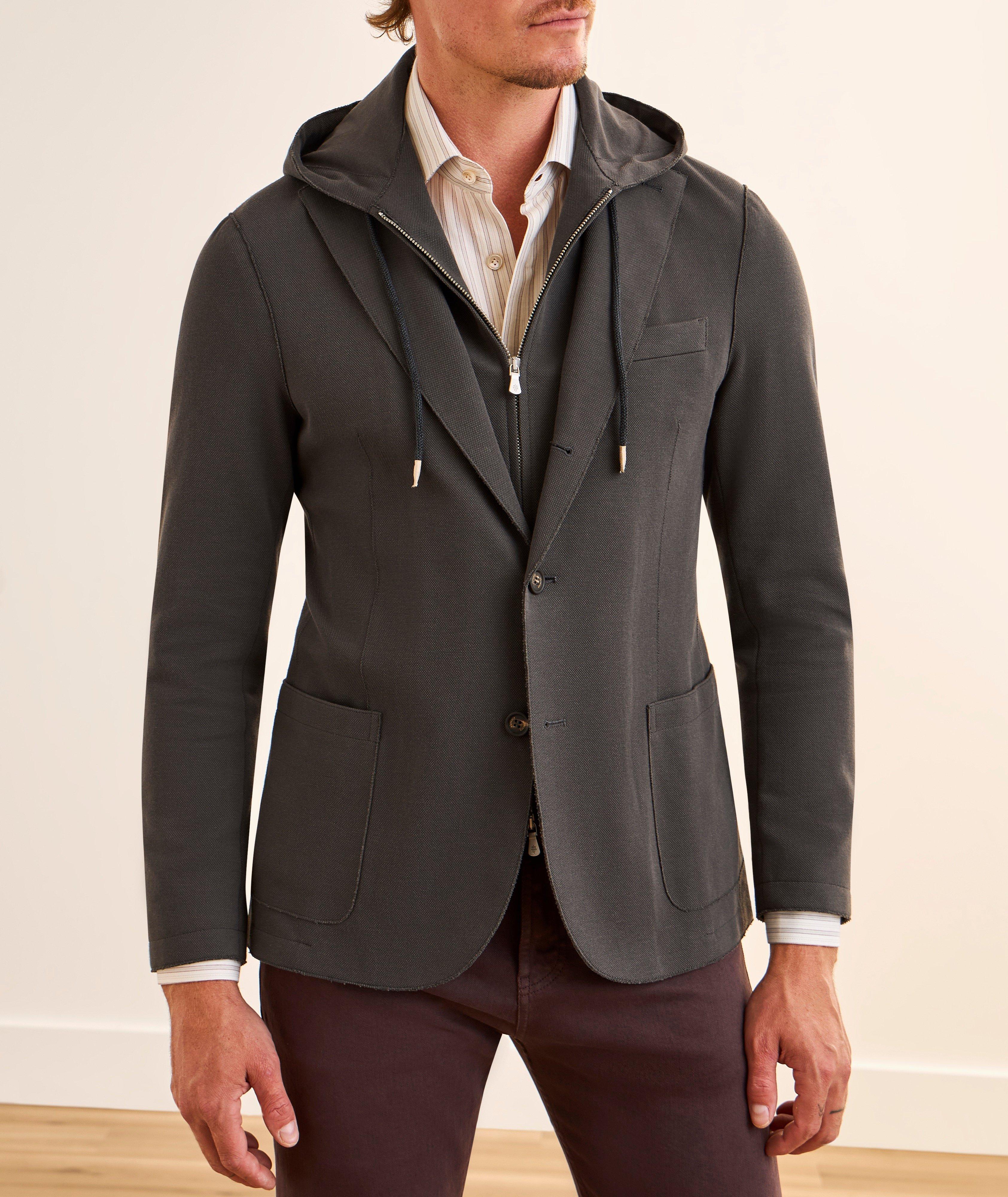 Hooded Bib Cotton-Blend Sport Jacket image 1