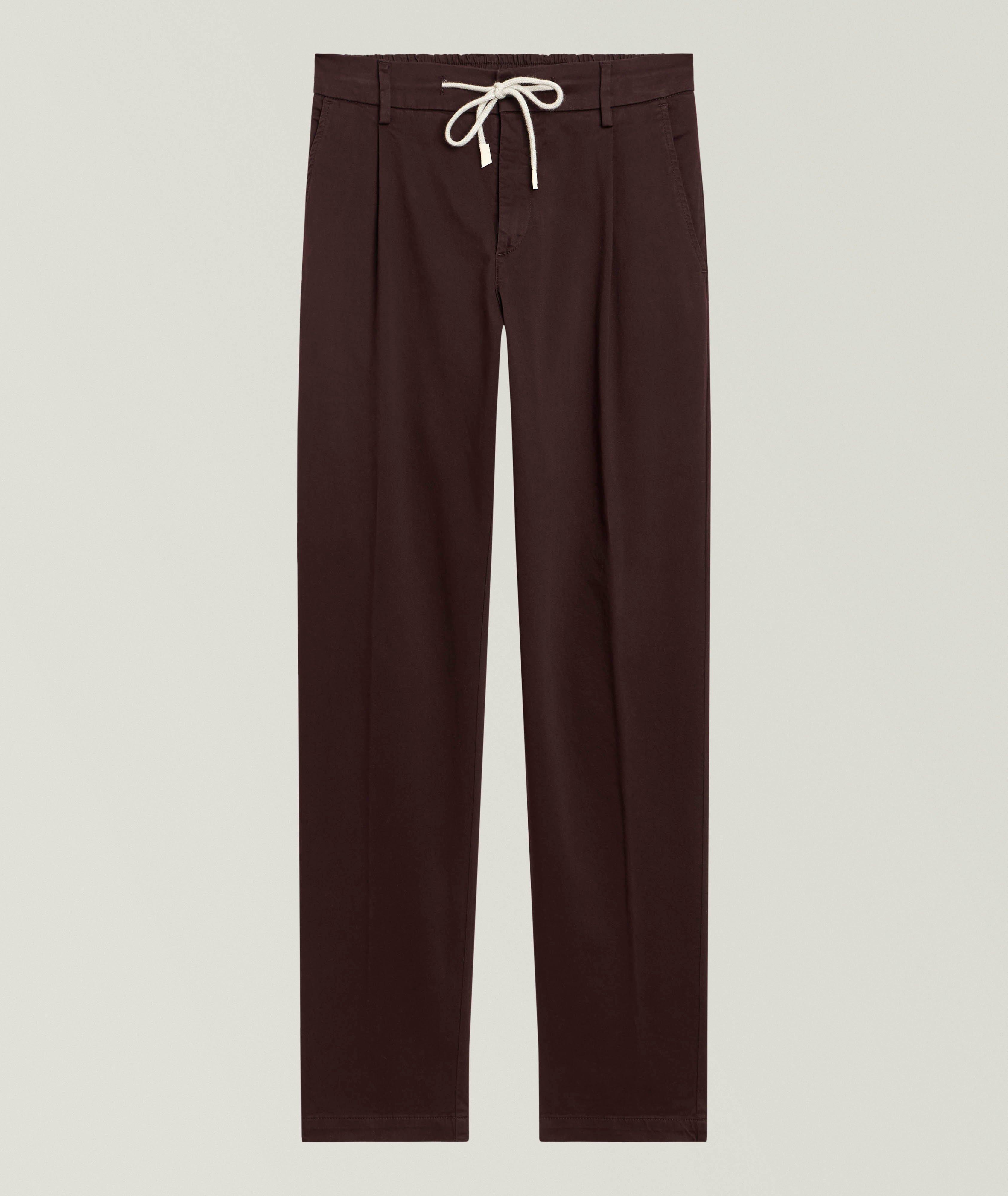 Eleventy Cotton-Stretch Pleated Joggers