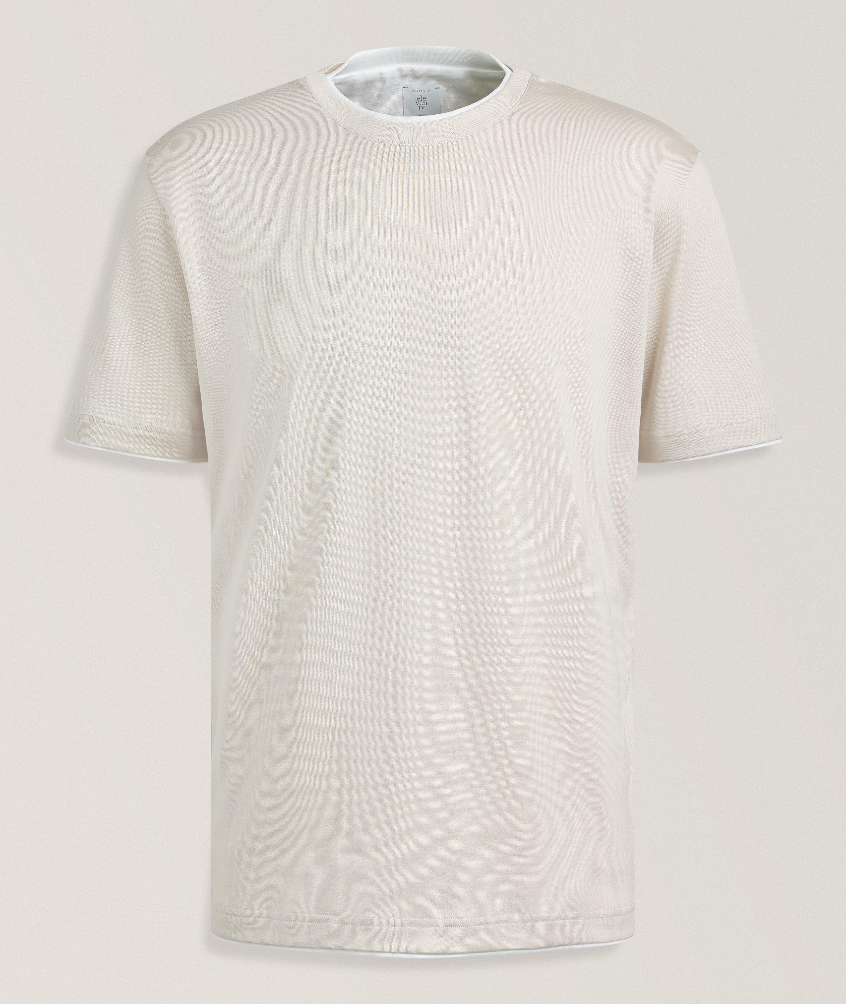 Eleventy Layered Trim Cotton T-Shirt 
