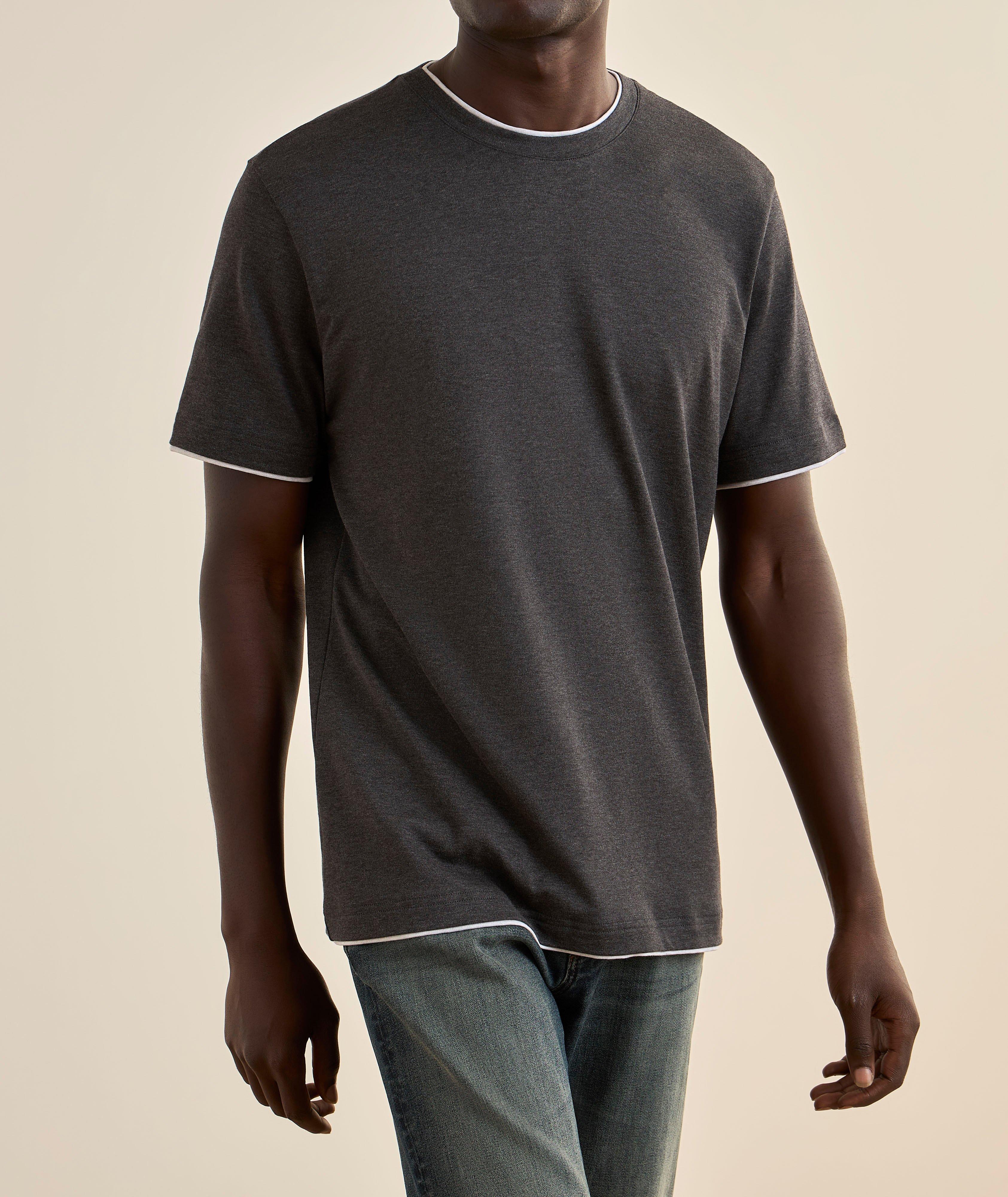 Layered Trim Cotton T-Shirt  image 1