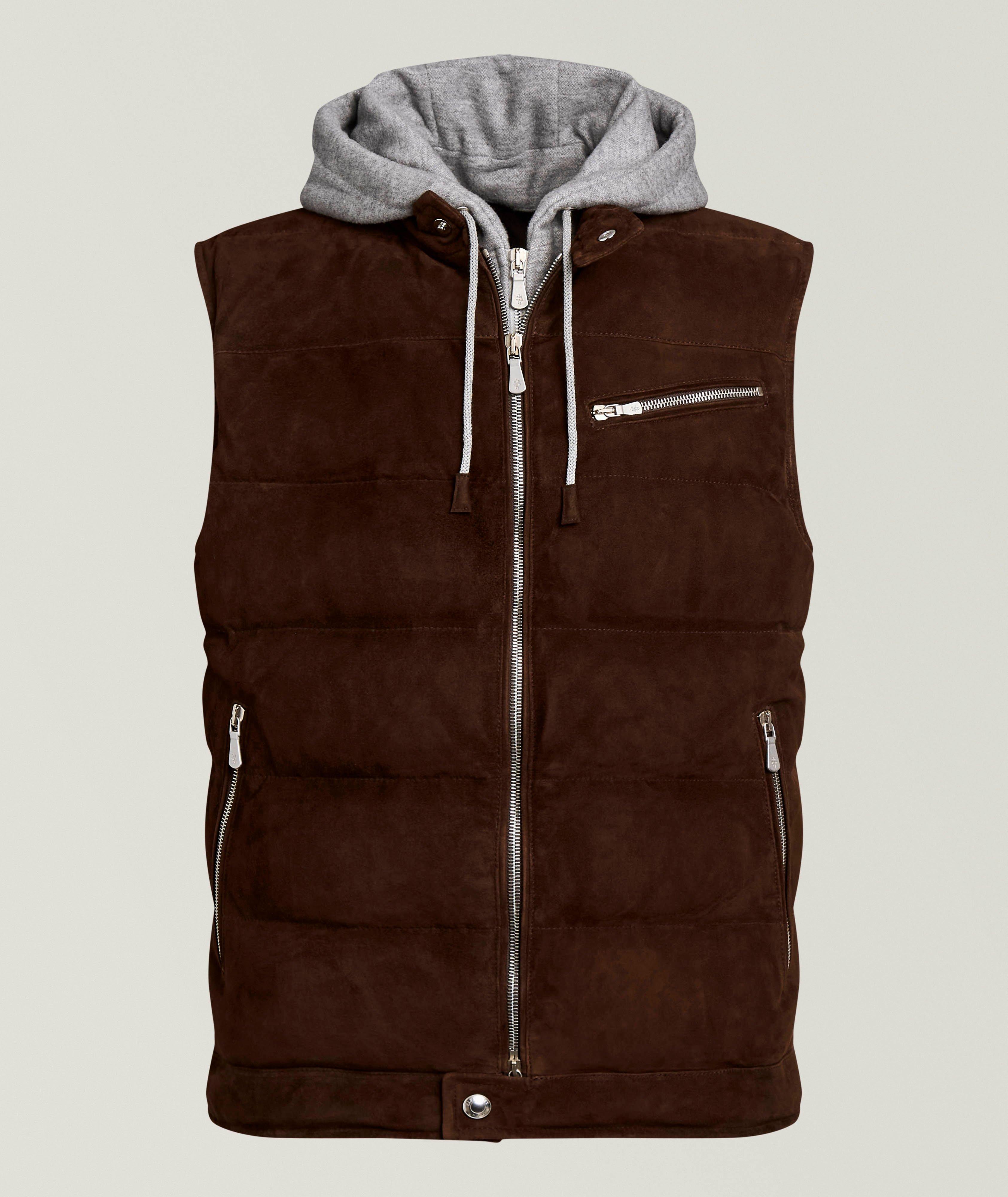 Eleventy Hooded Suede Vest