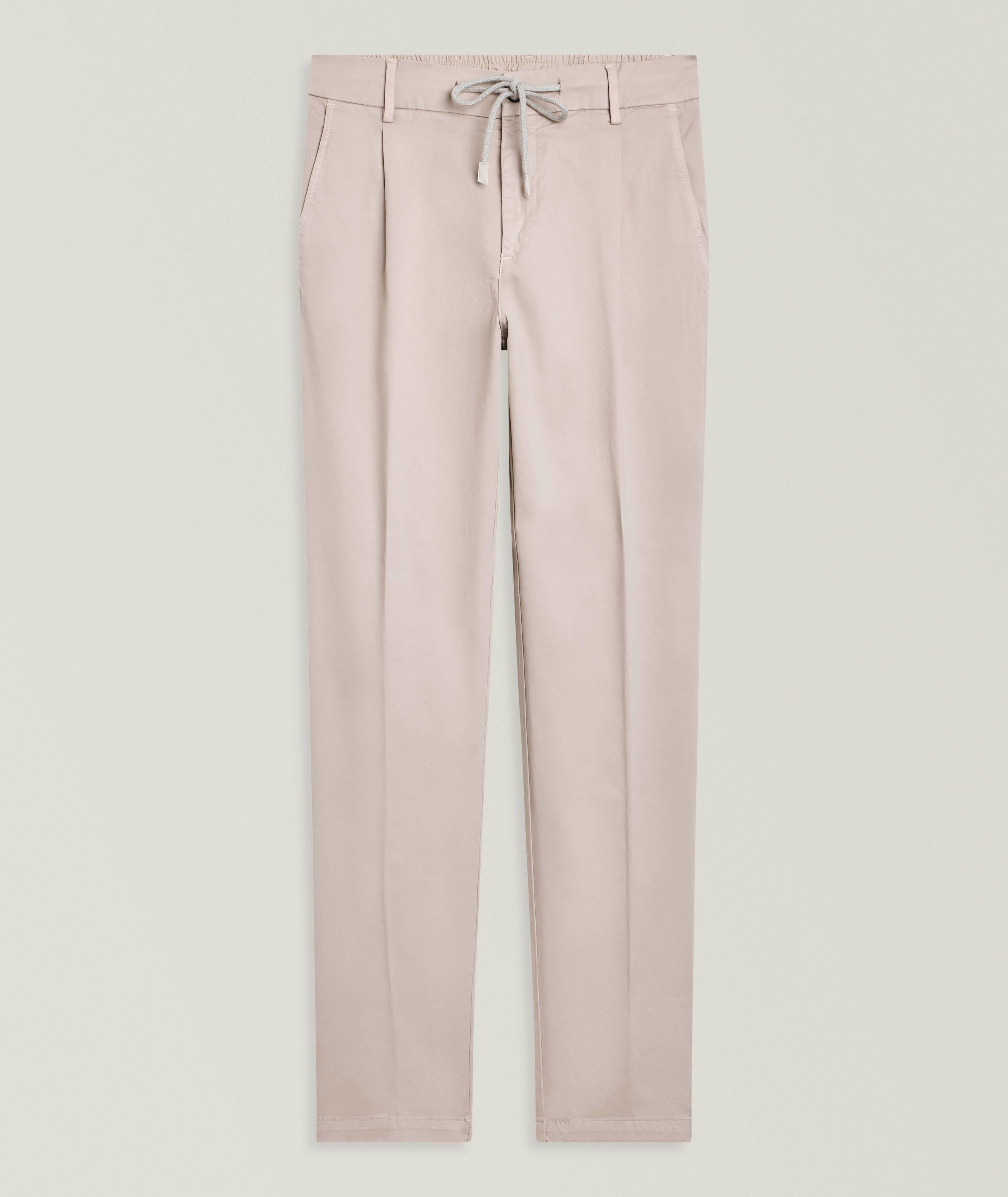 Eleventy Cotton-Stretch Pleated Joggers