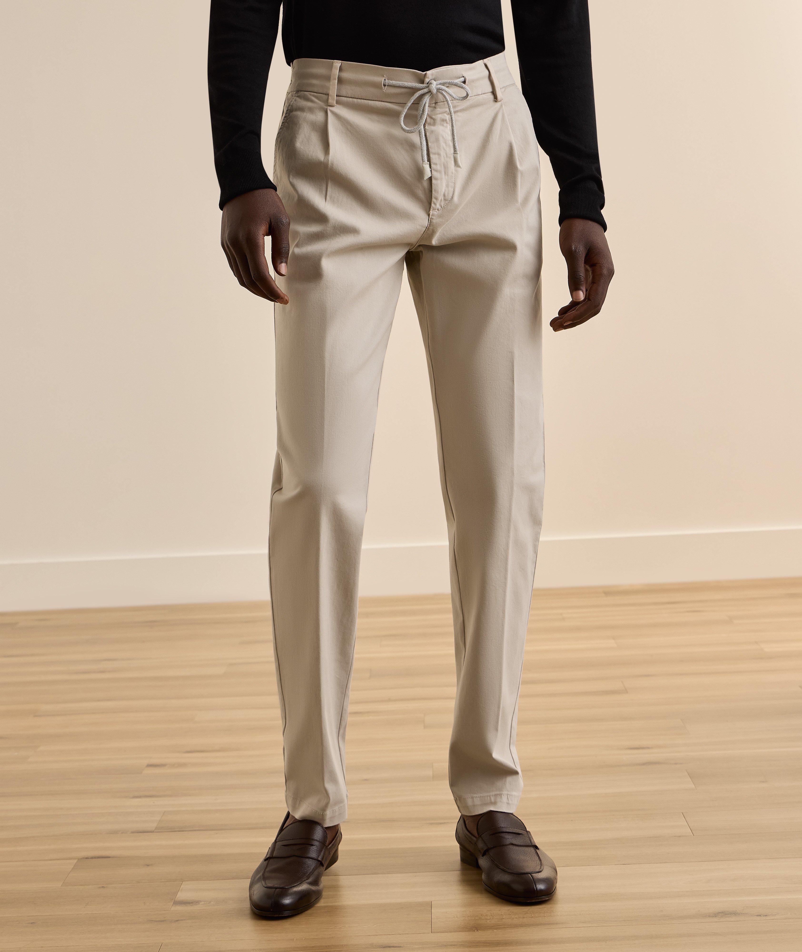 Cotton-Stretch Pleated Joggers image 1
