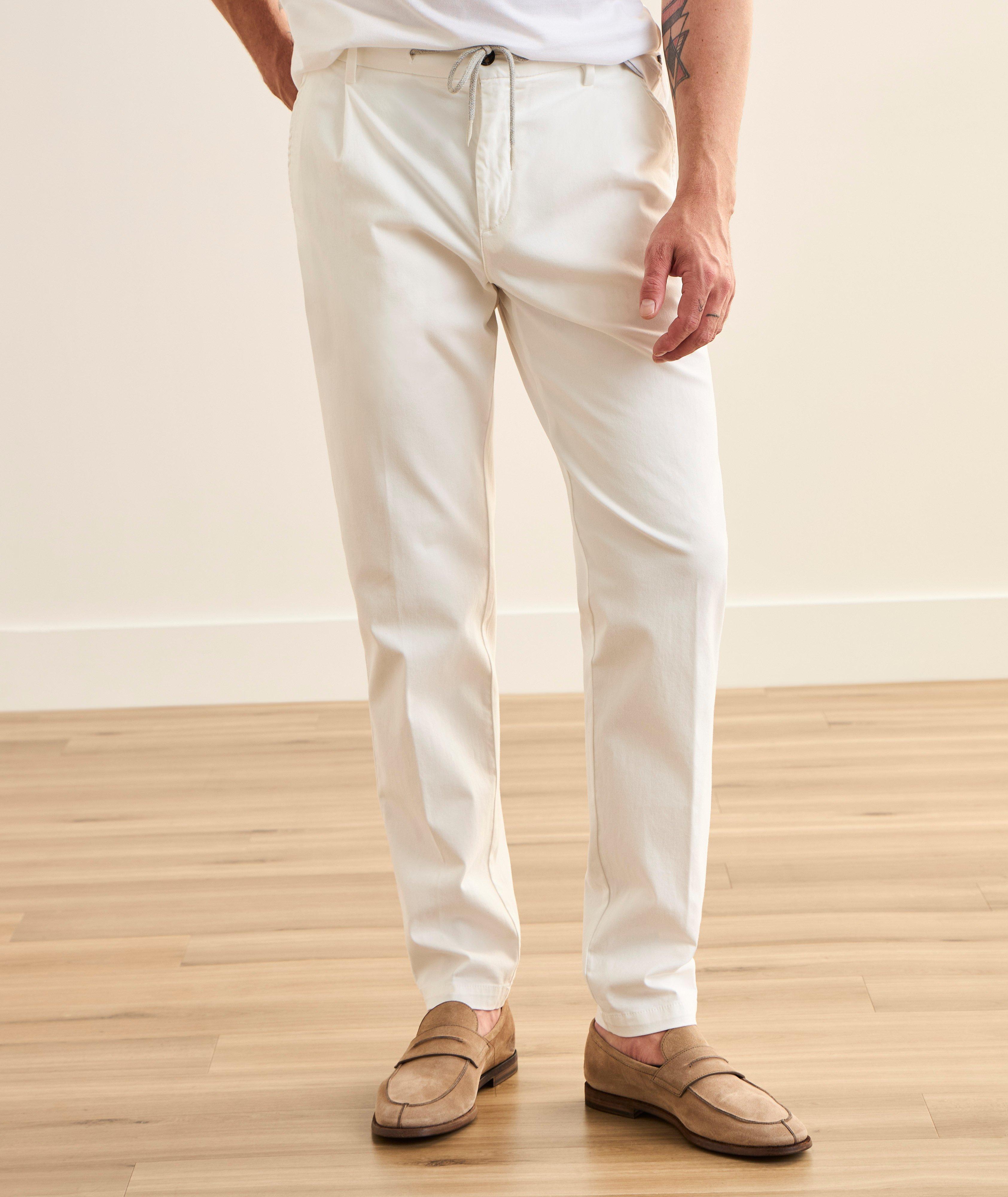 Cotton-Stretch Pleated Joggers image 1