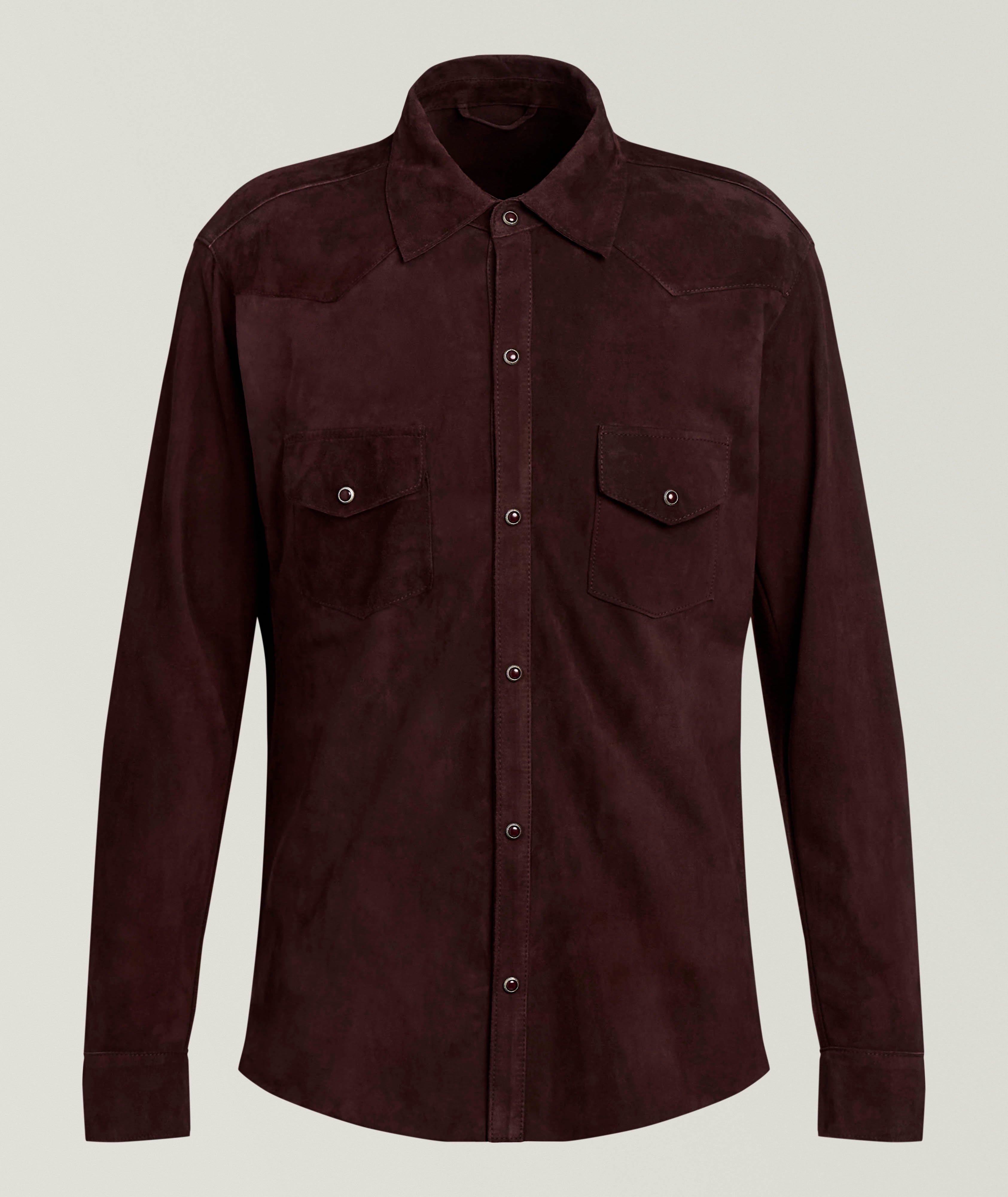 Eleventy Suede & Wool Western Overshirt
