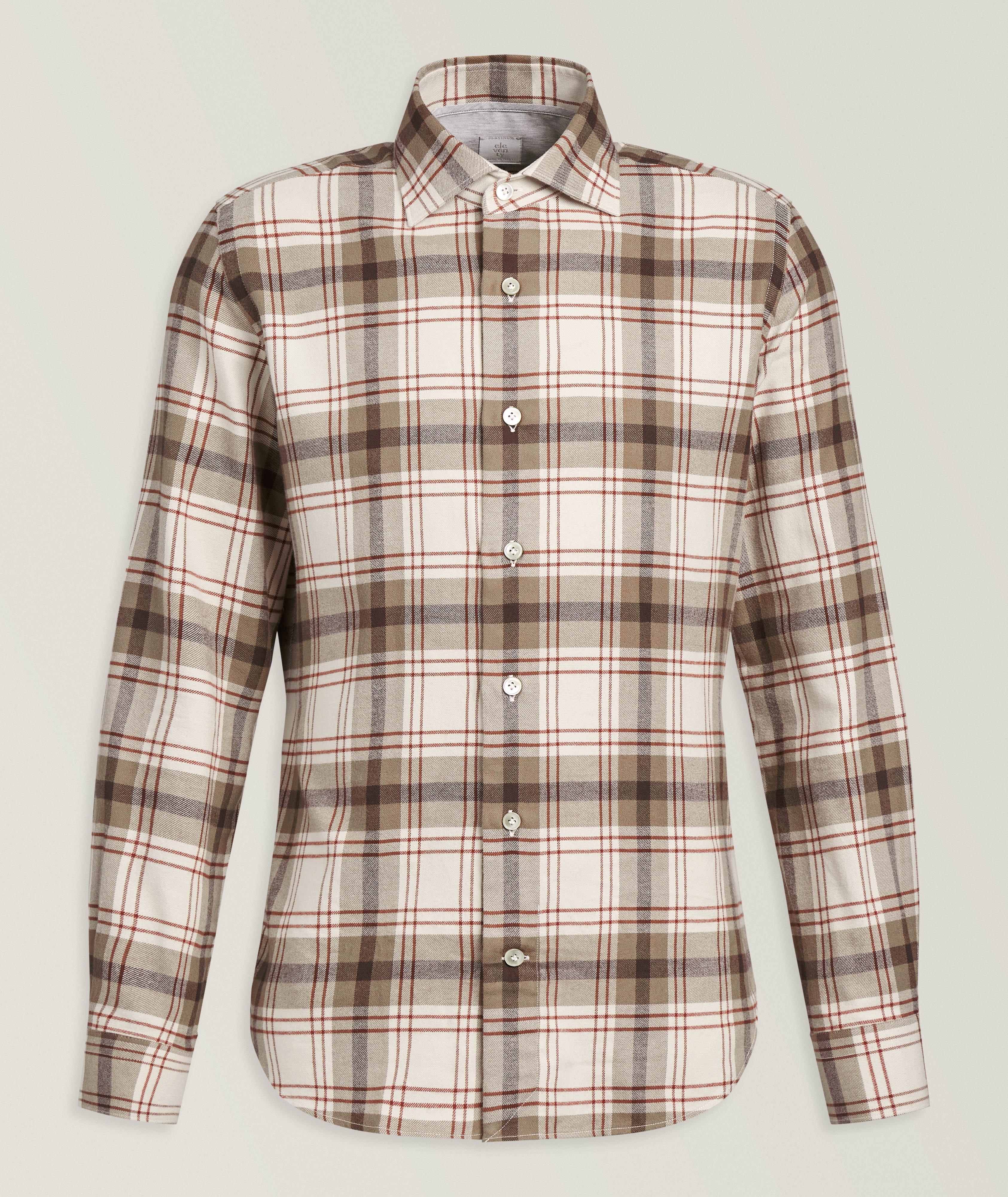 Eleventy Plaid Cotton Flannel Shirt 