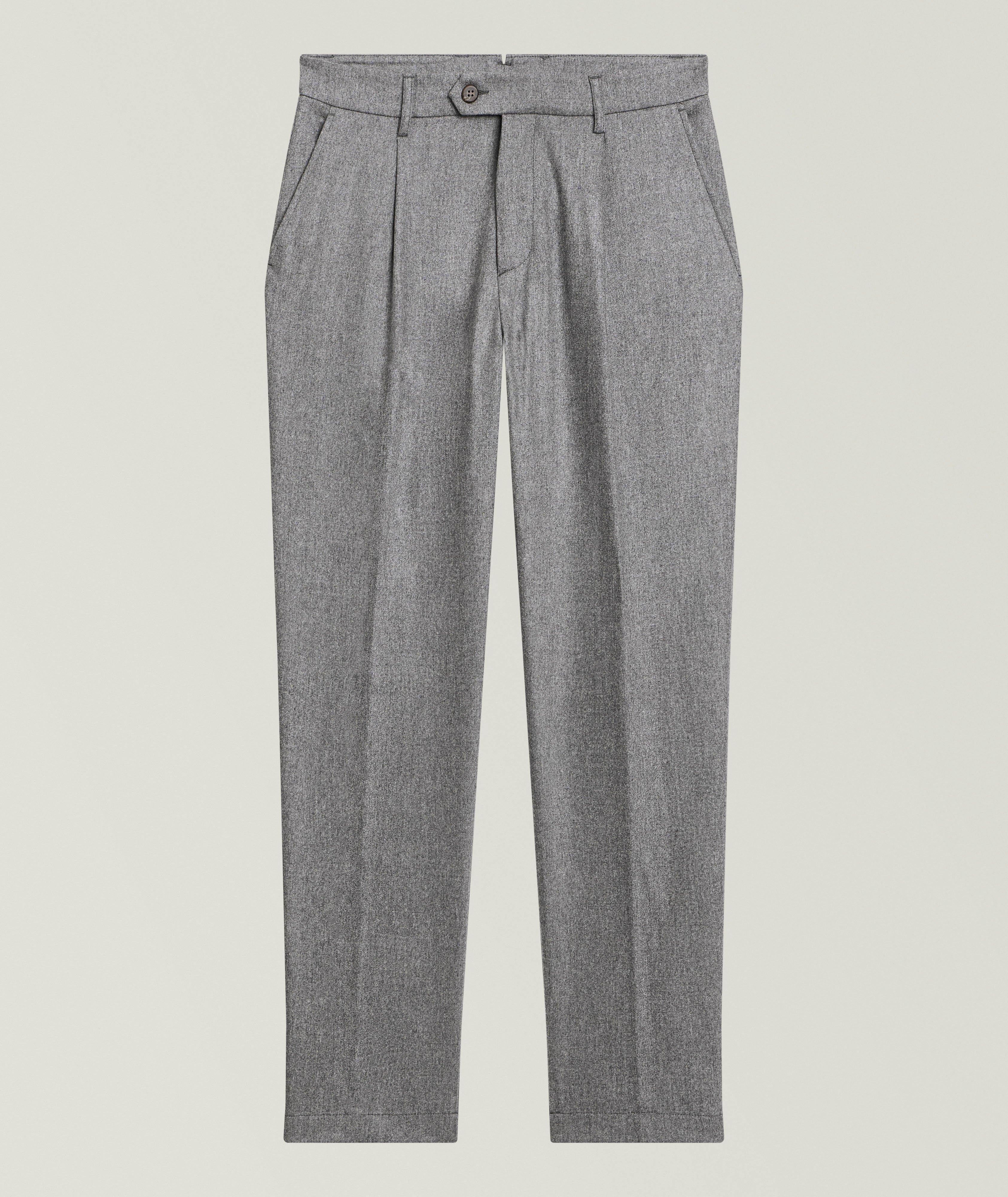 Eleventy Mélange Wool Flannel Pleated Pants 