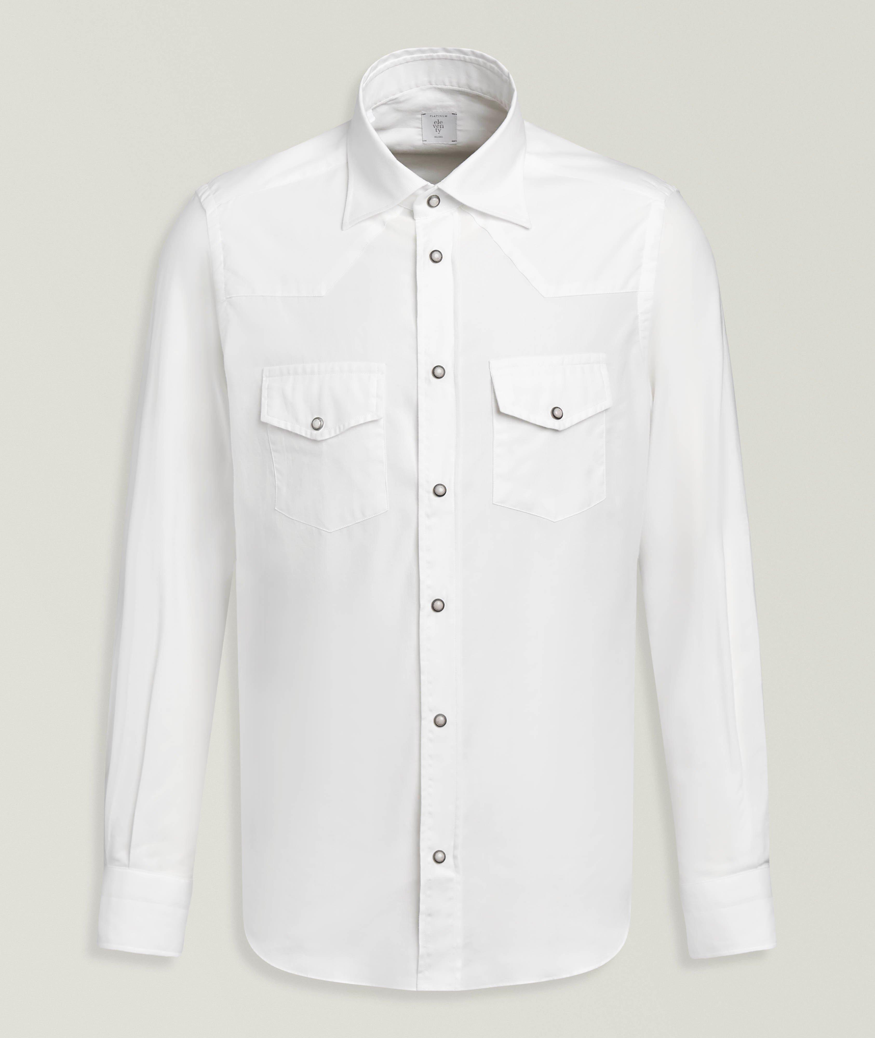 Eleventy Brushed Cotton Western Shirt