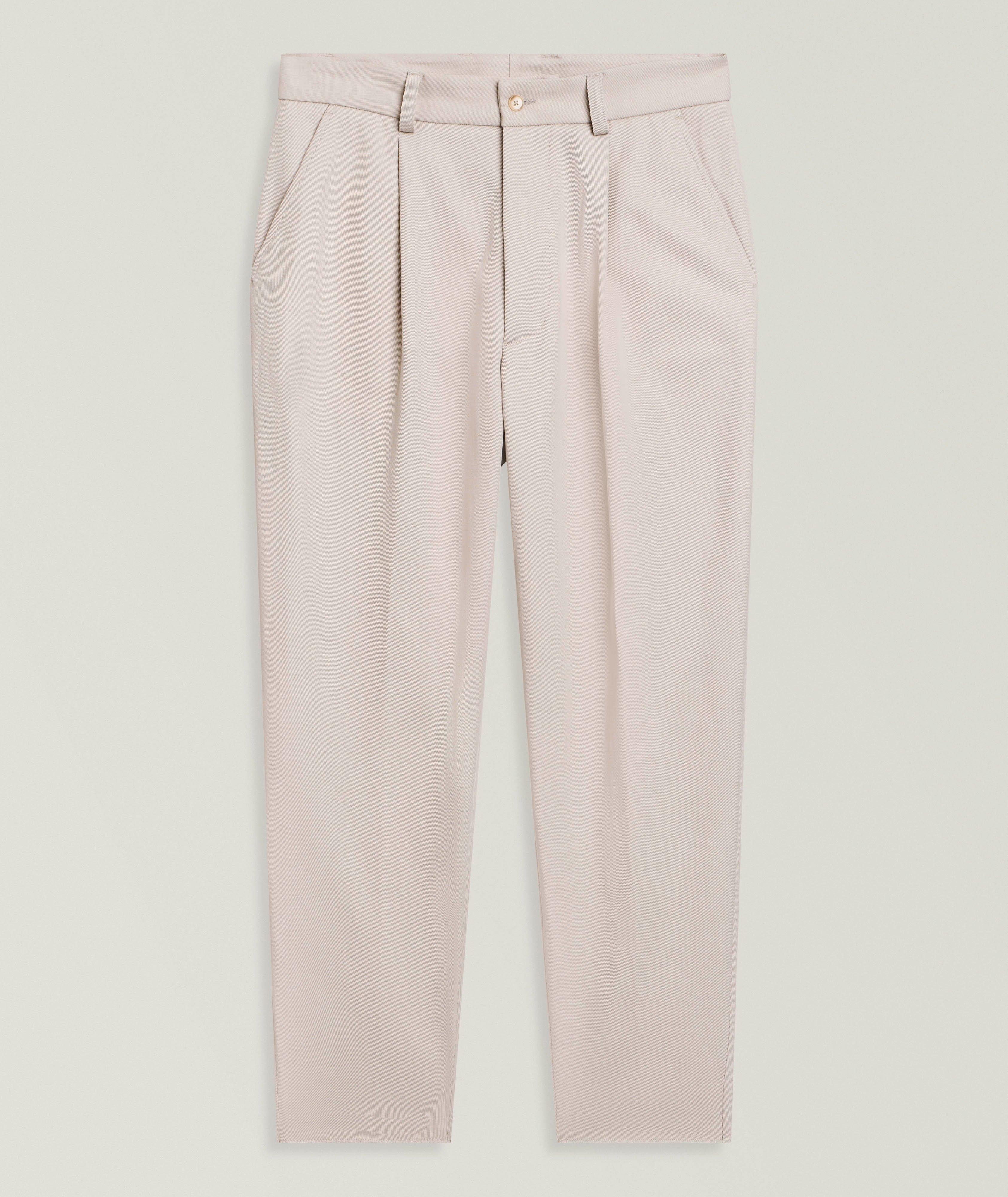 Eleventy Cotton-Wool Twill Pleated Pants