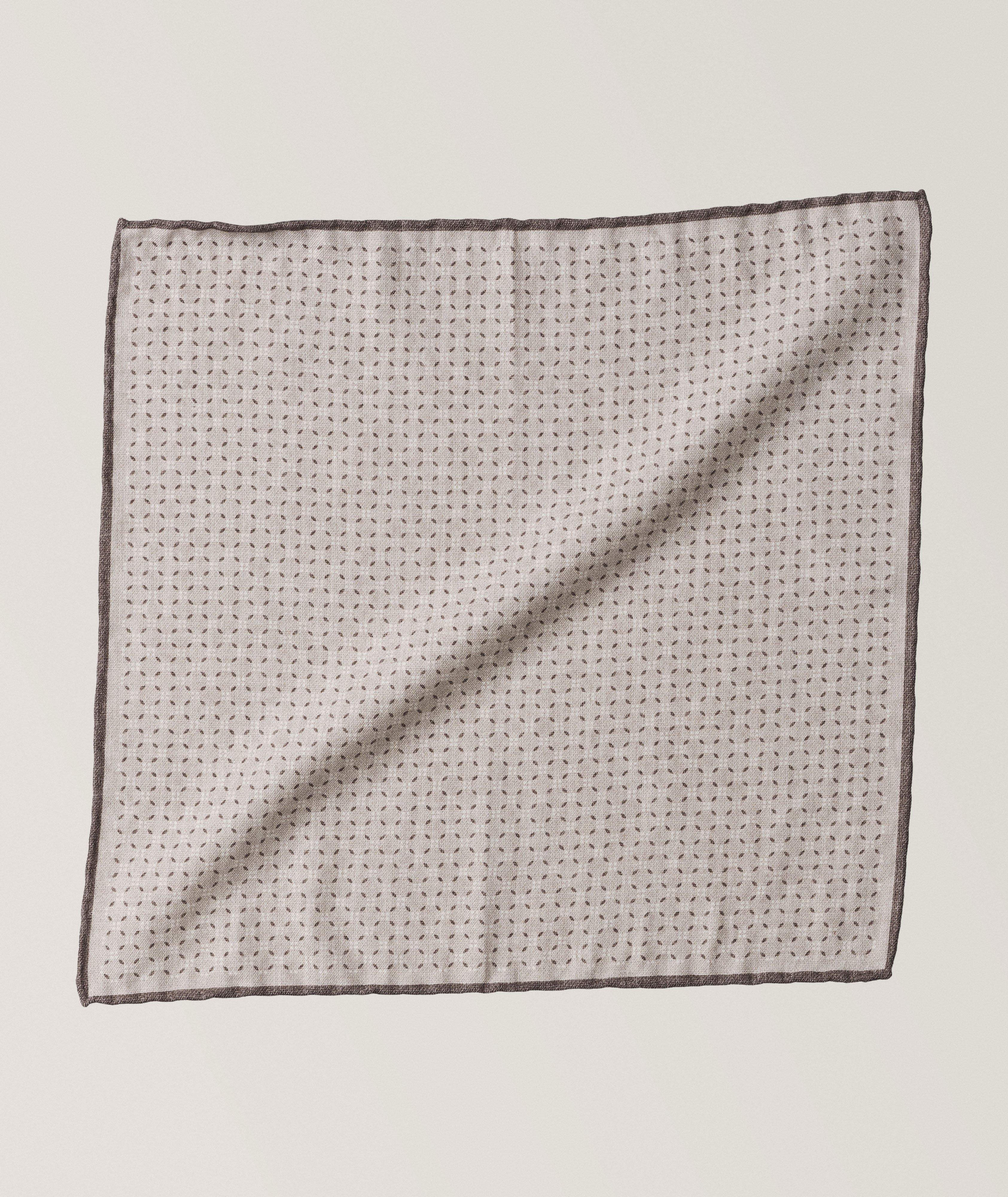Eleventy Geometric Wool-Cotton Pocket Square
