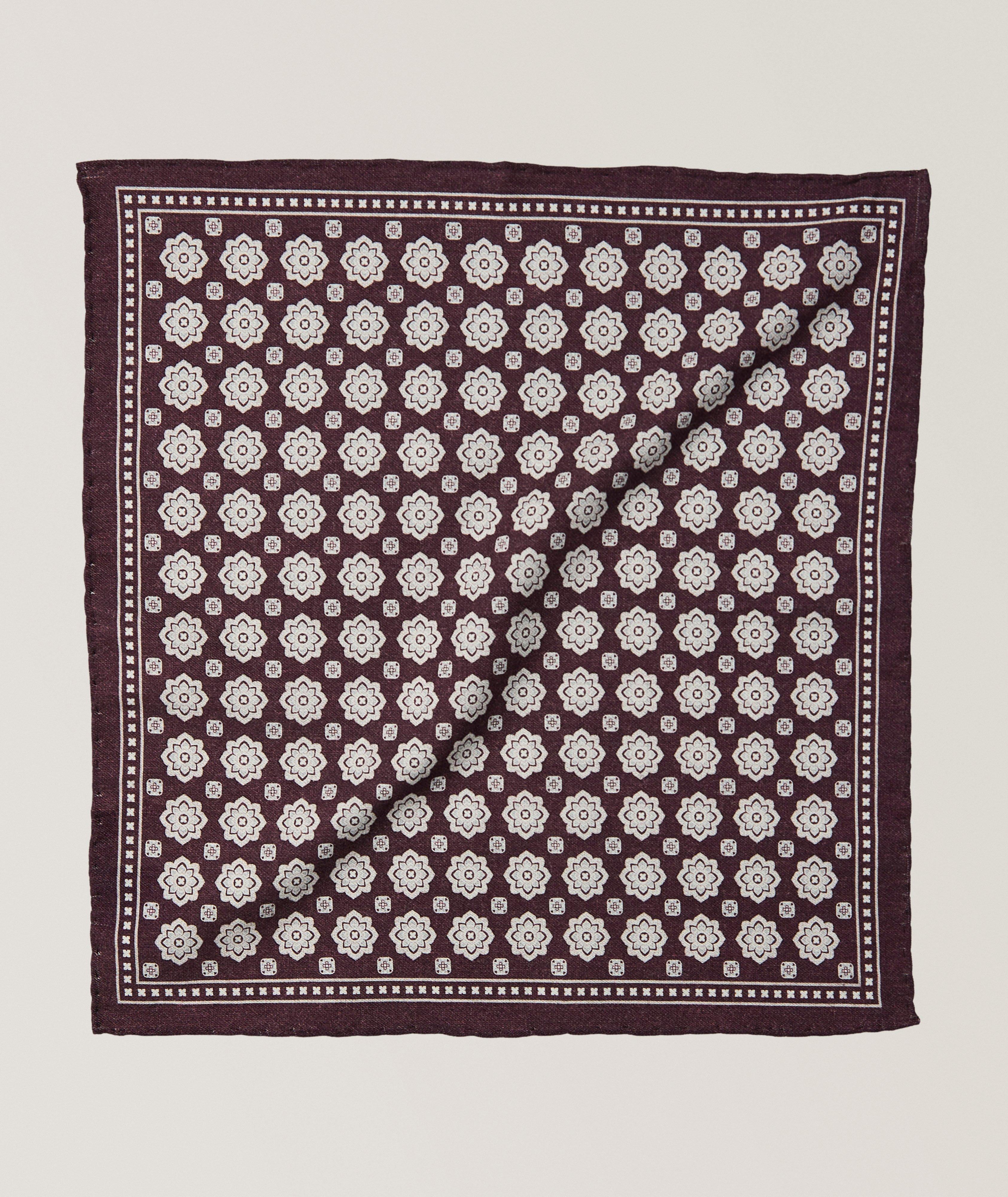 Eleventy Floral Wool-Cotton Pocket Square
