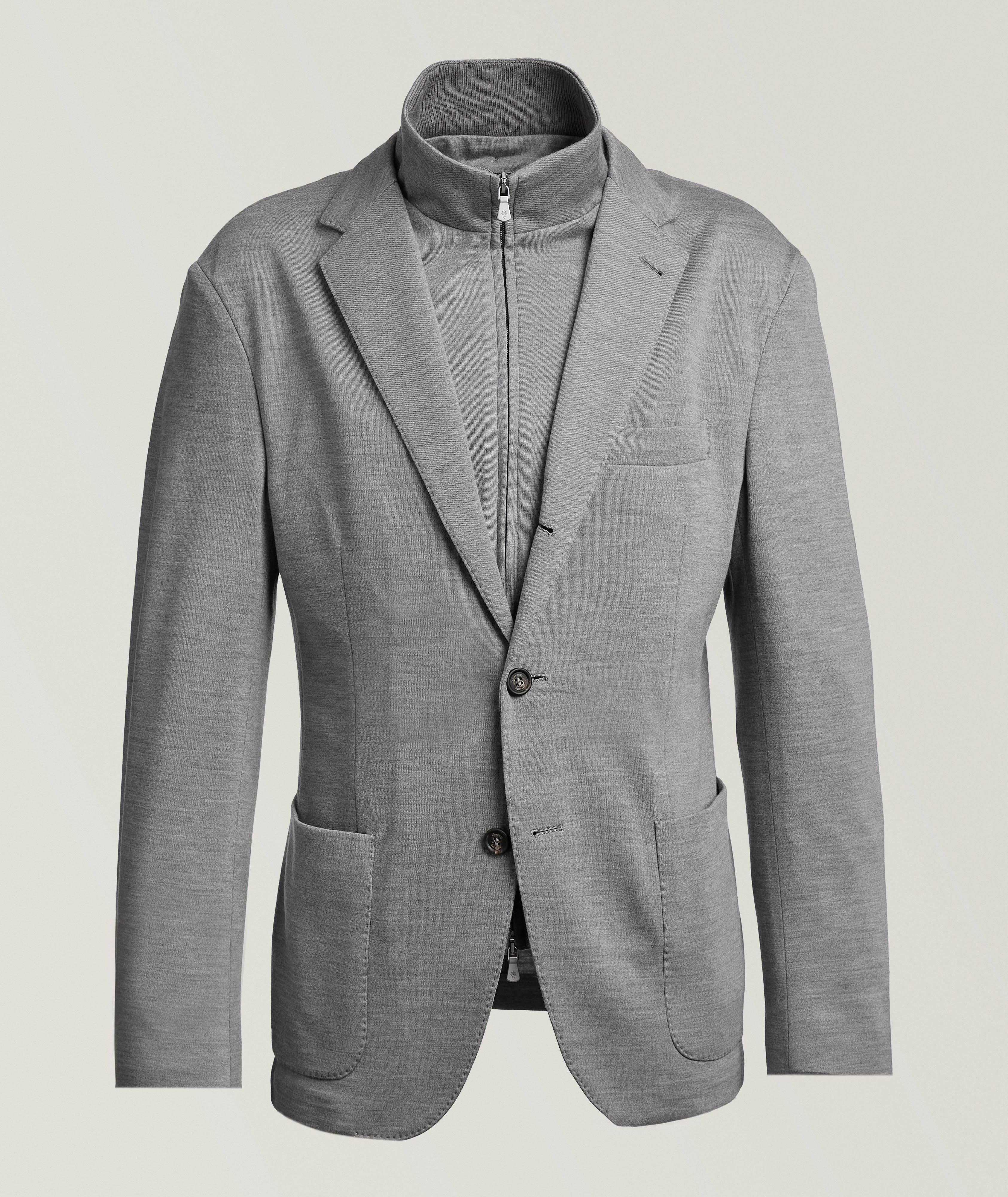 Removable Hood Wool Jersey Sport Jacket image 0