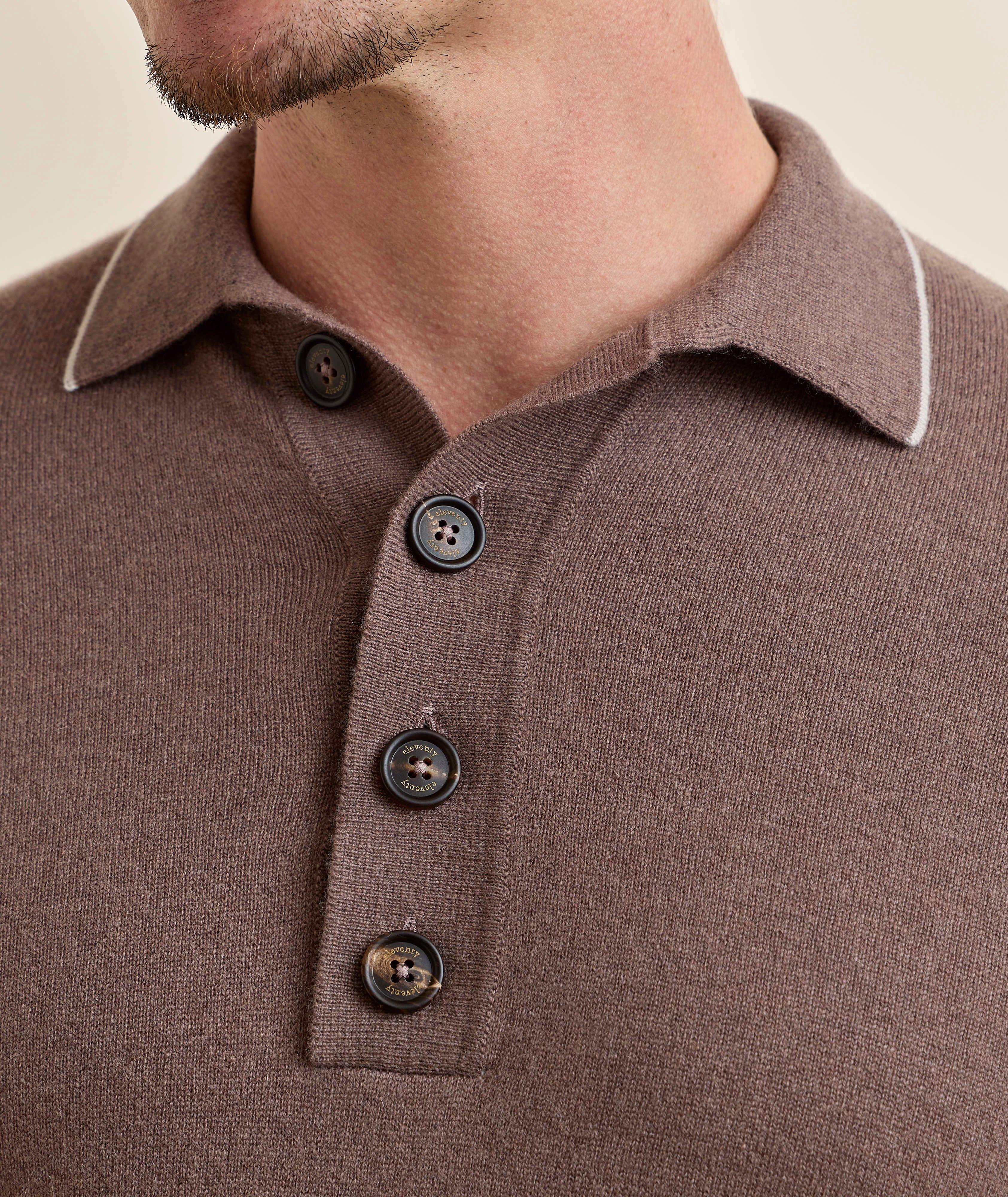 Pull polo cachemire contrasté image 3