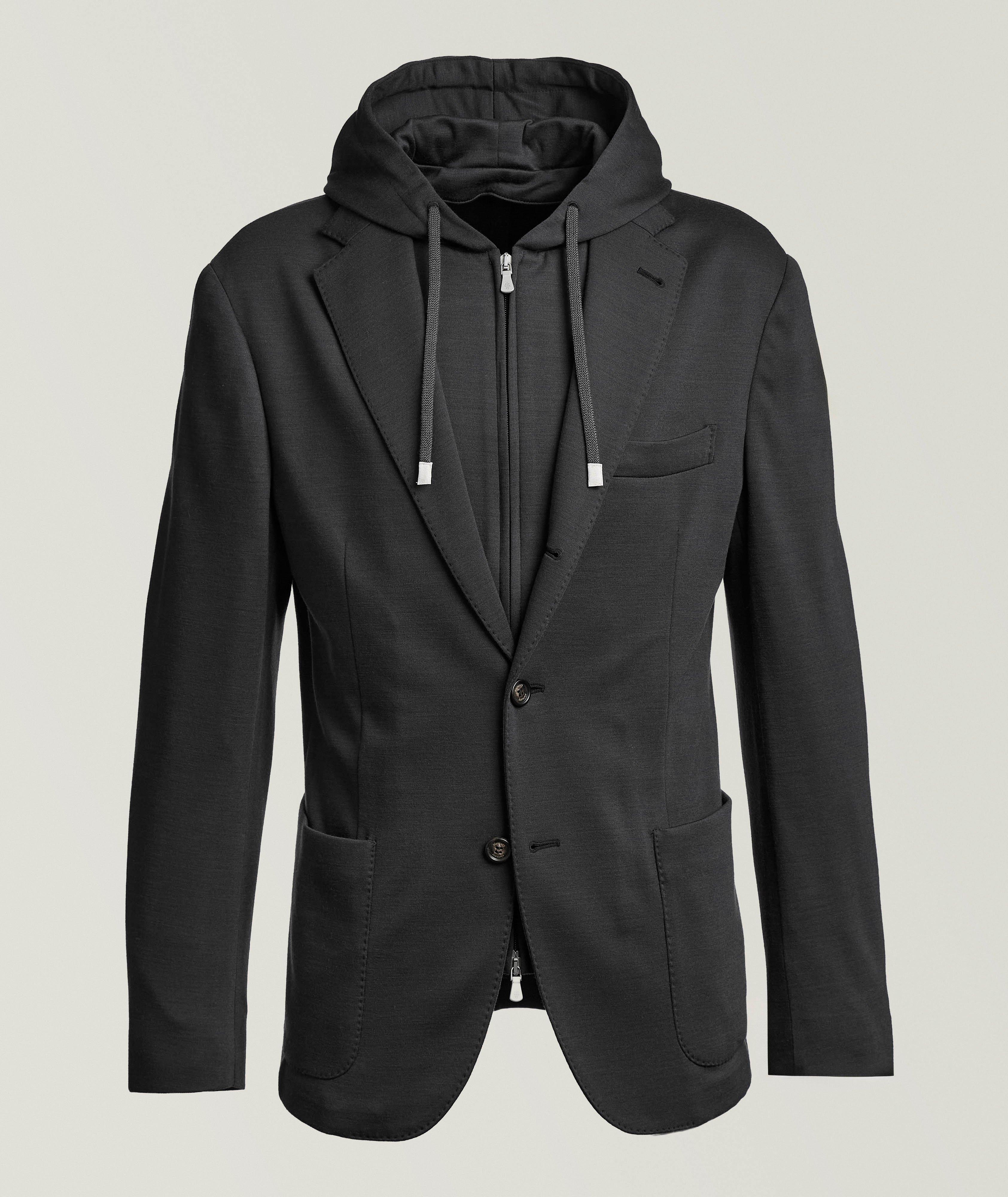 Removable Hood Wool Jersey Sport Jacket image 0