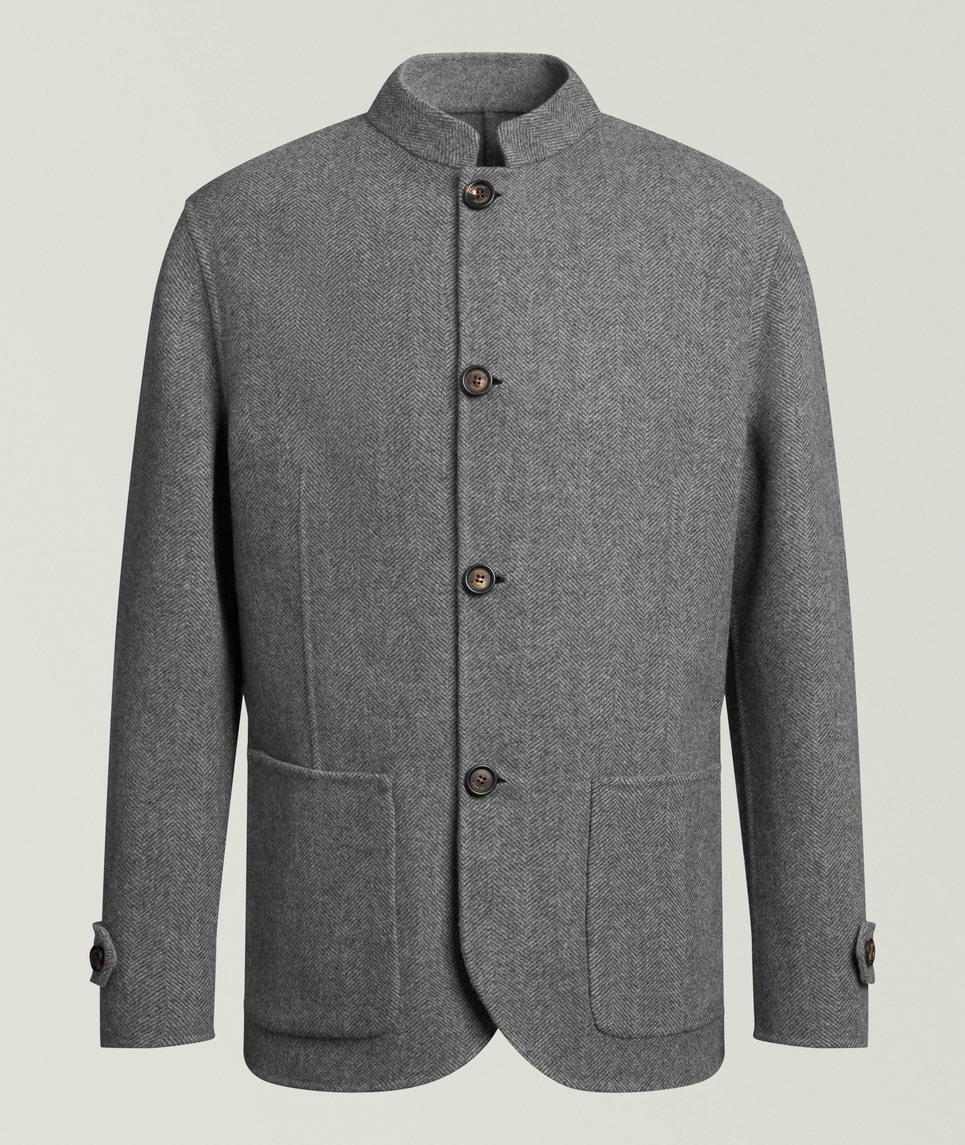 Eleventy Veste cachemire-laine chevrons réversible