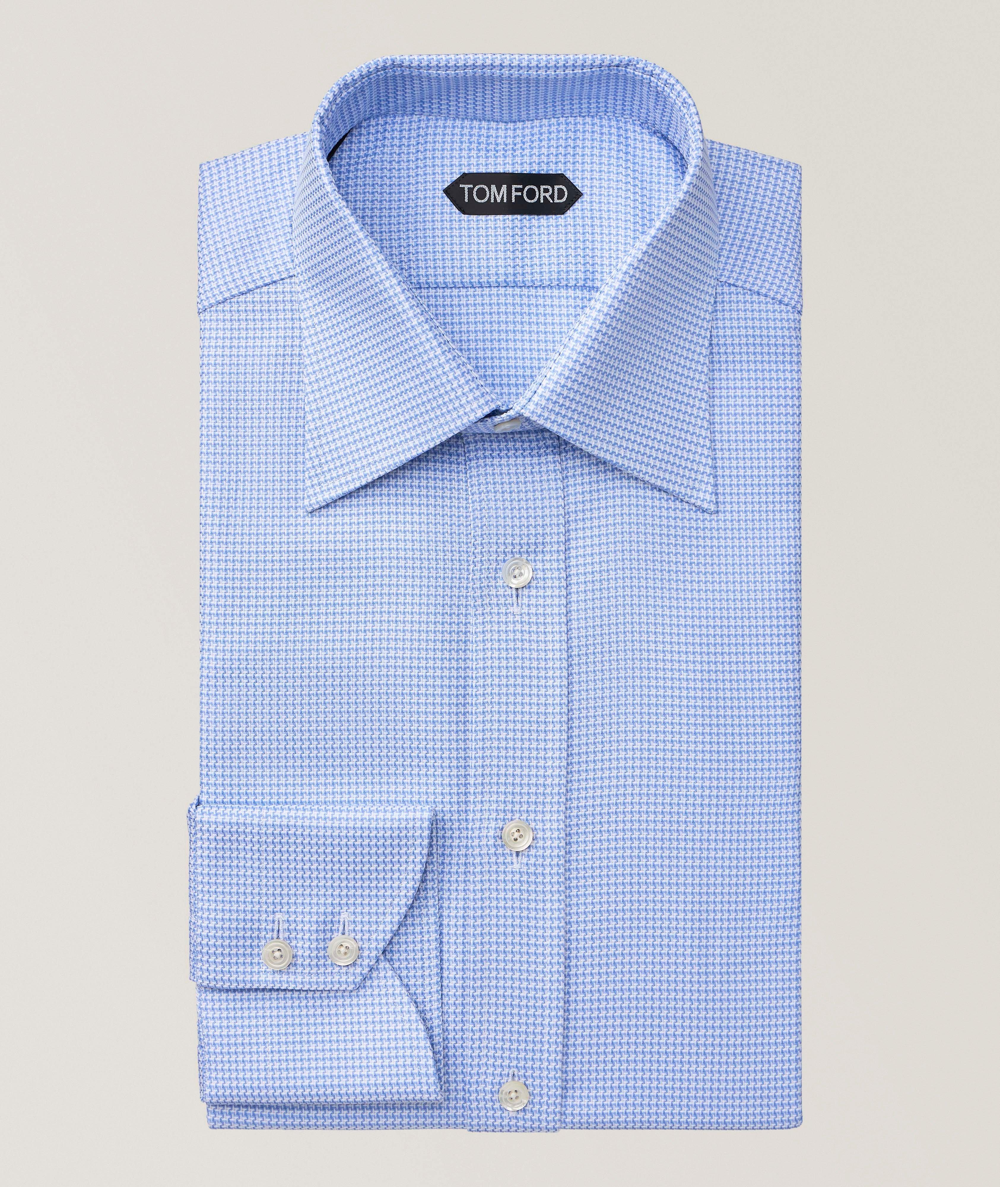 TOM FORD Slim-Fit Houndstooth Cotton Dress Shirt | Dress Shirts