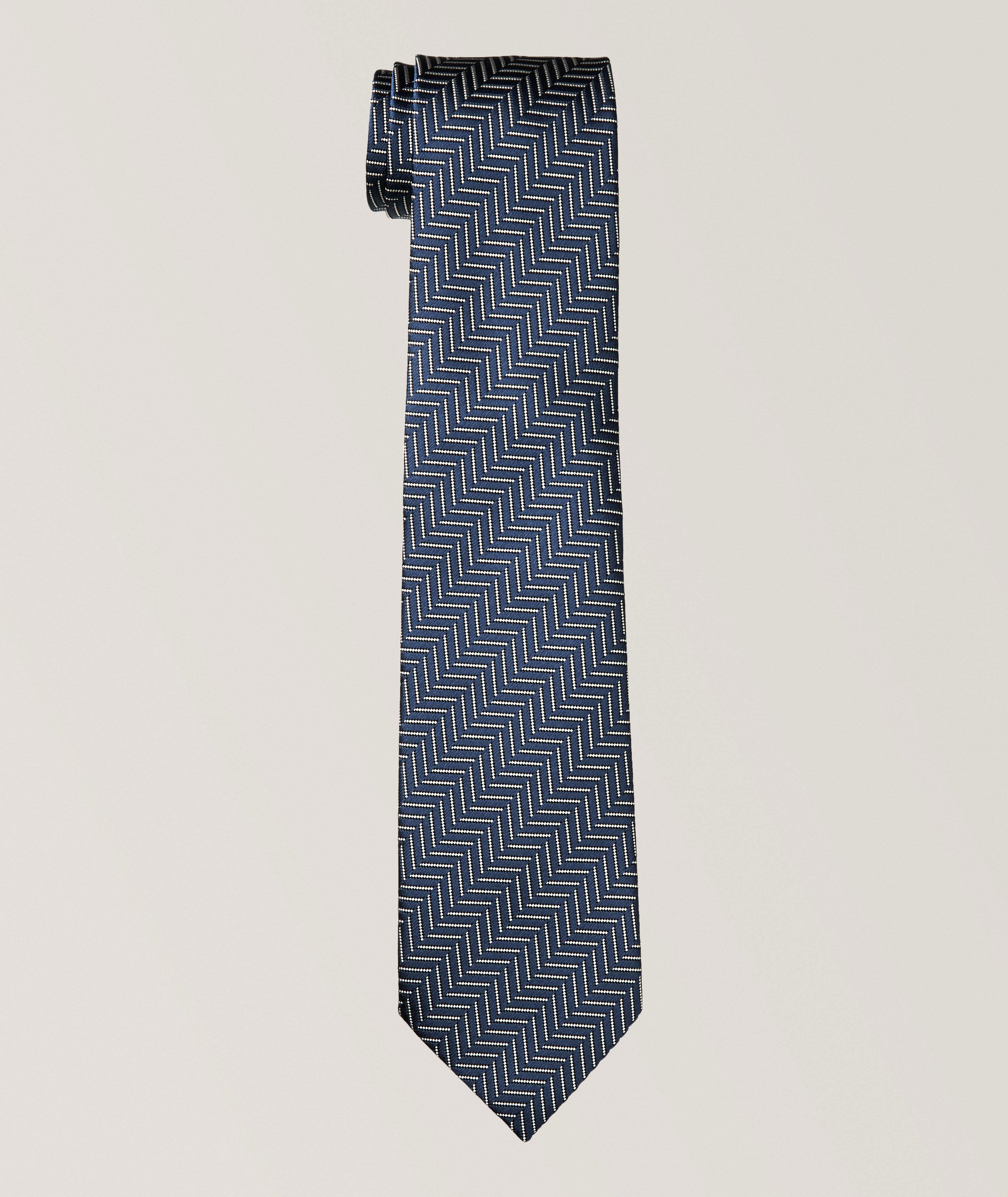 Cravate en soie chevrons jacquard  image 0