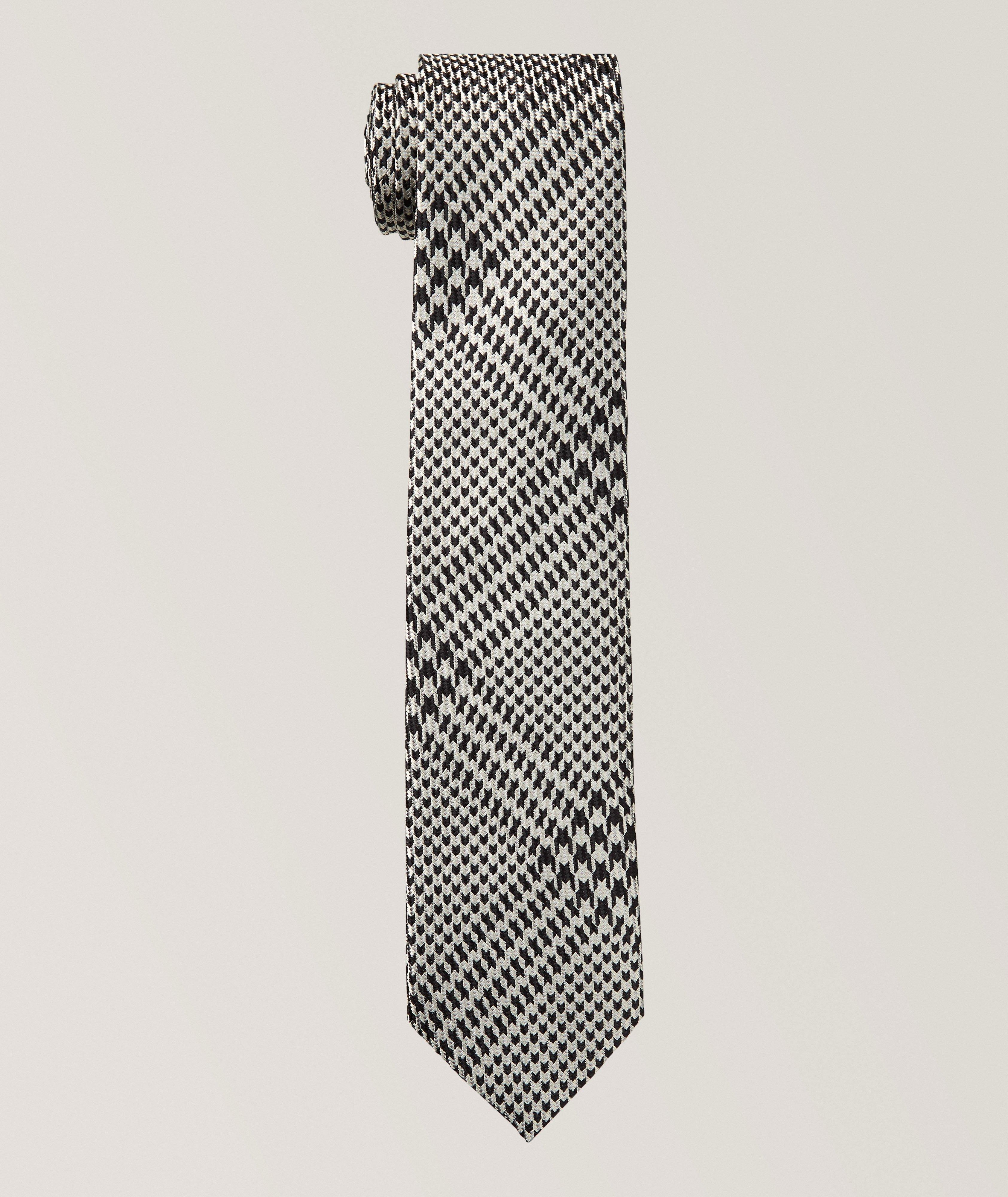 TOM FORD Houndstooth-Plaid Silk Tie